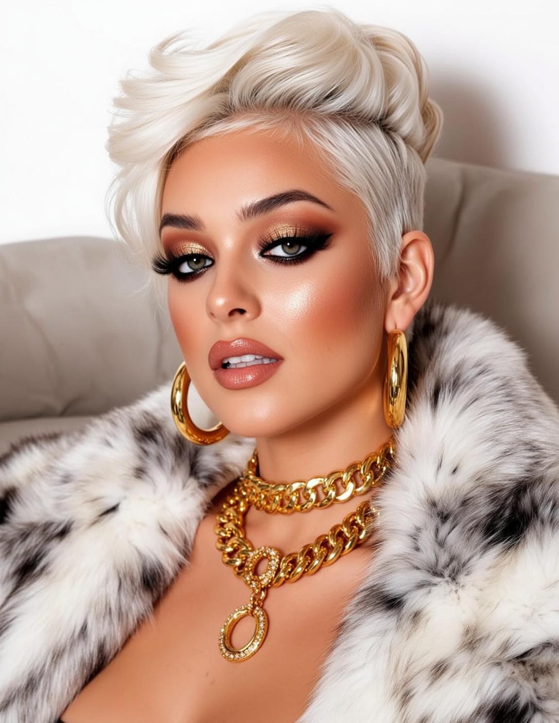 Halloween Makeup Short Platinum Blonde Styled Fair