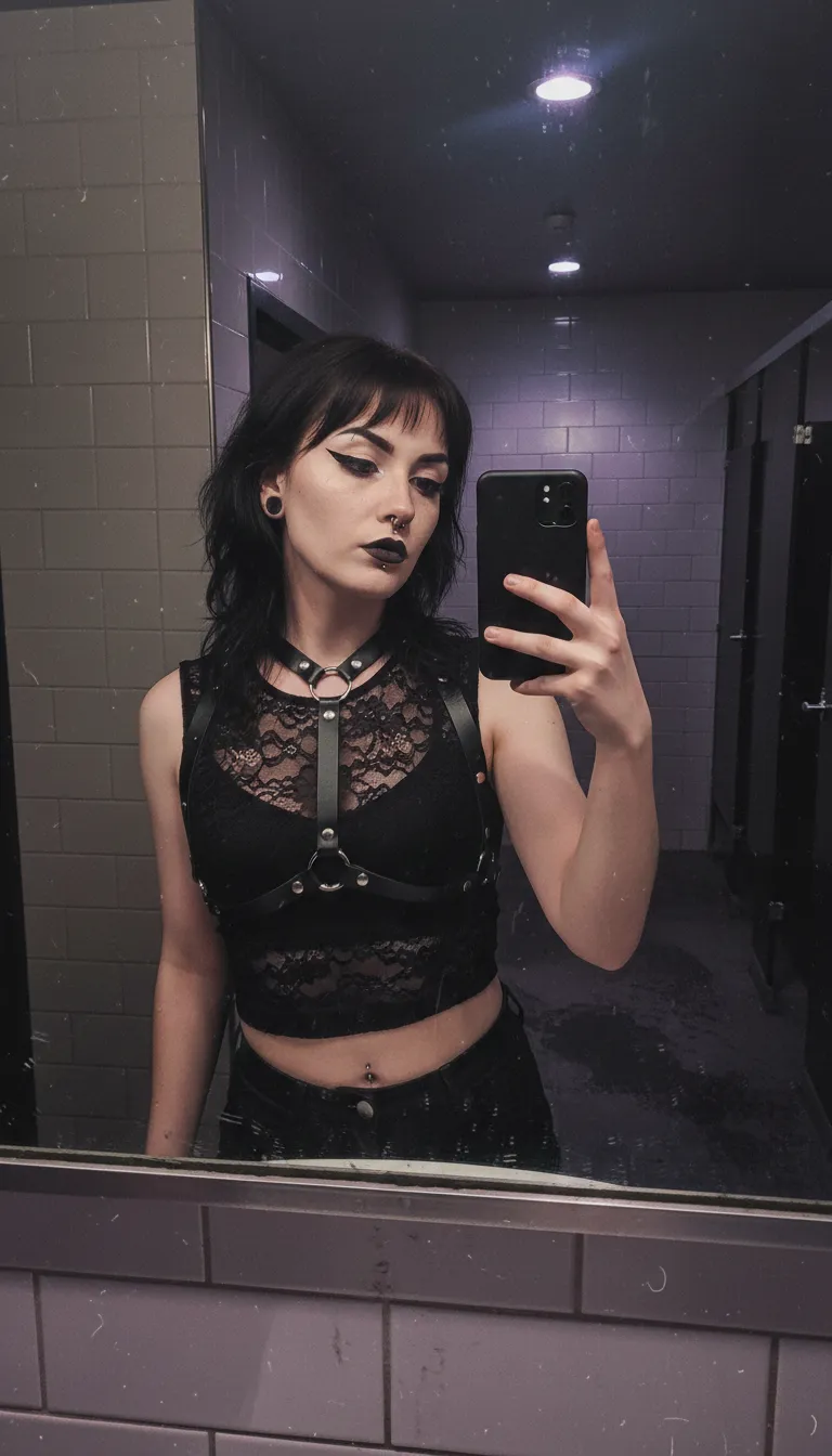Makeup And Rings In Mirror Selfie