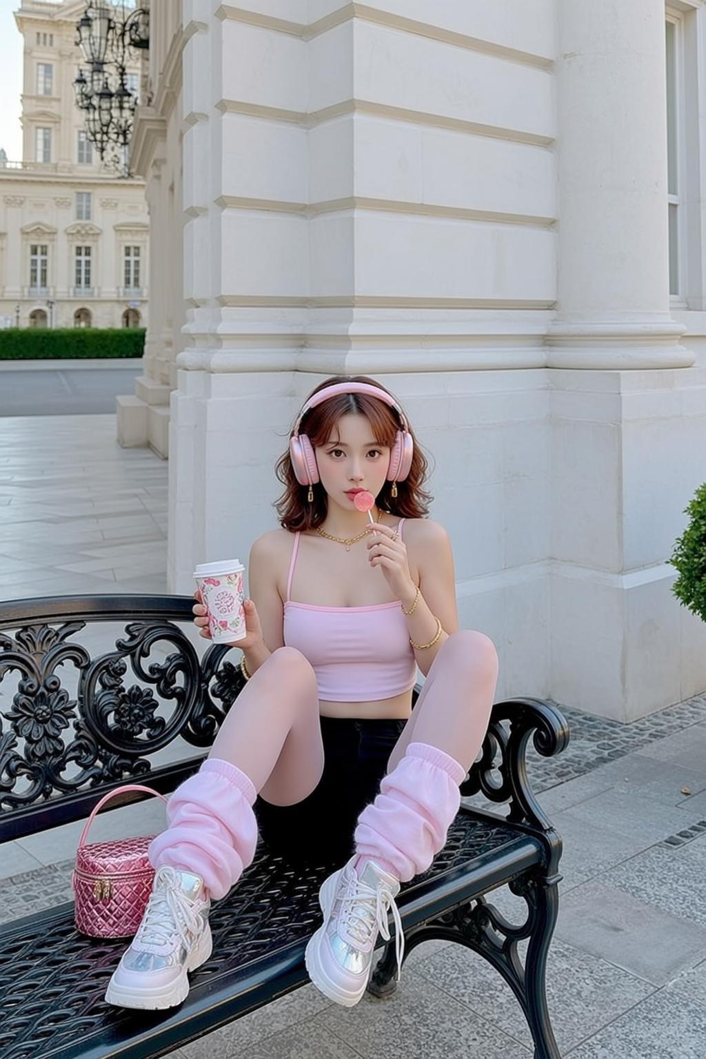 Pink Headphones Bench Outfit