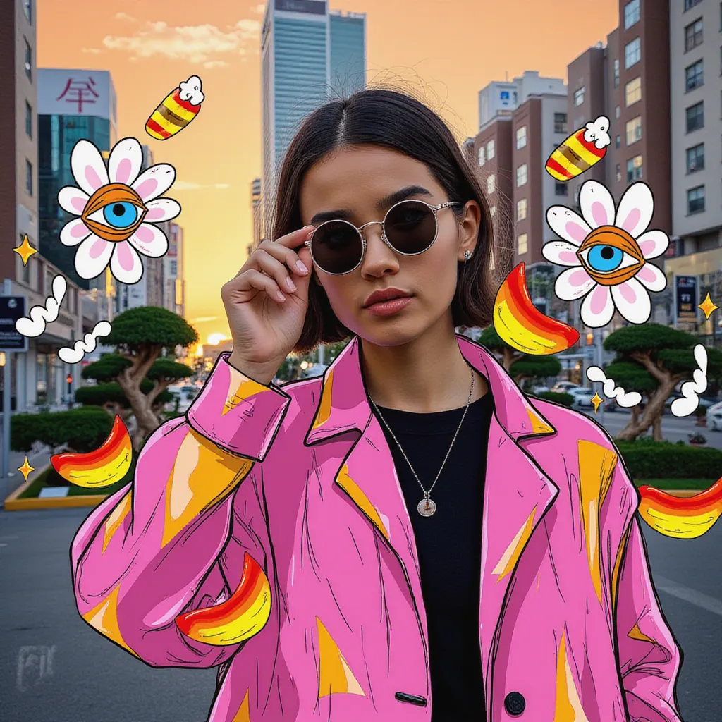 Half Illustrated Portrait in Tokyo reference photo