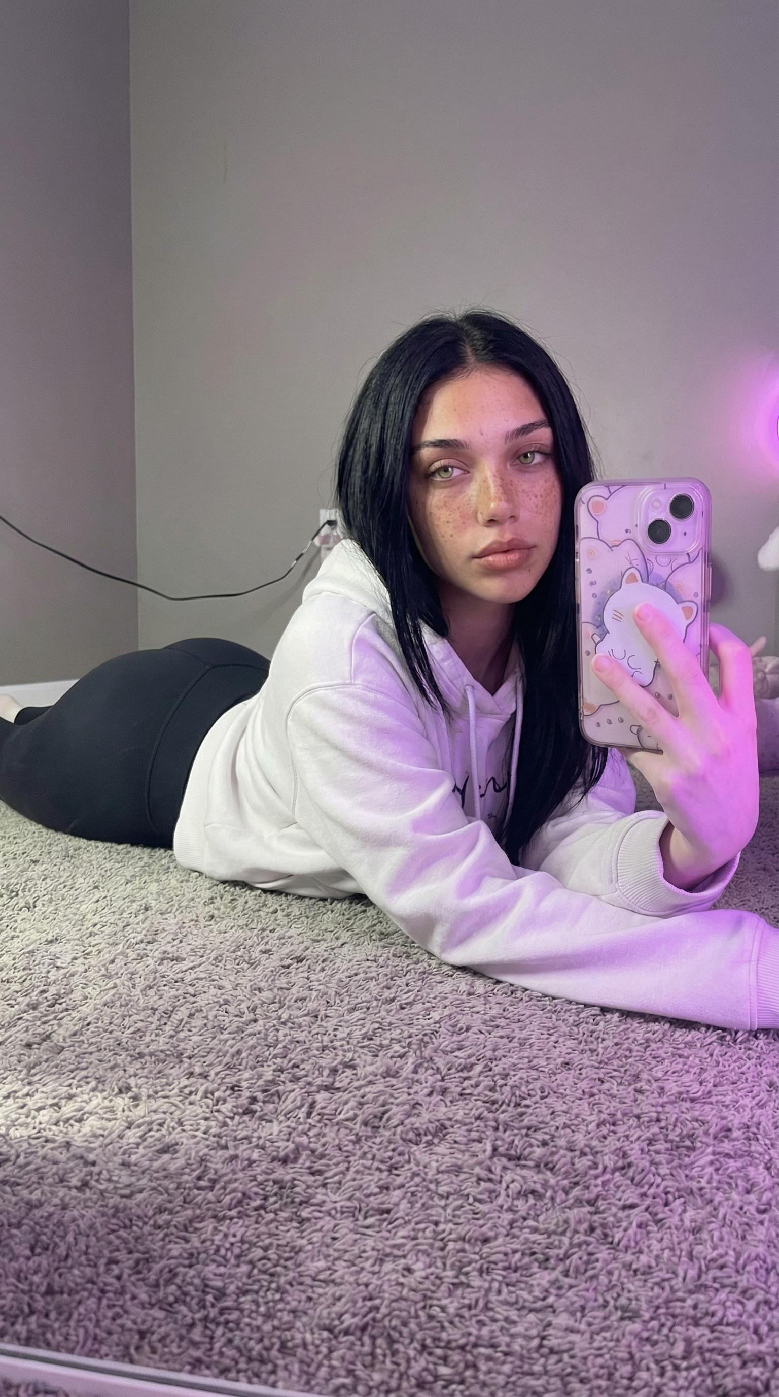 Magenta Neon Glow Mirror Selfie