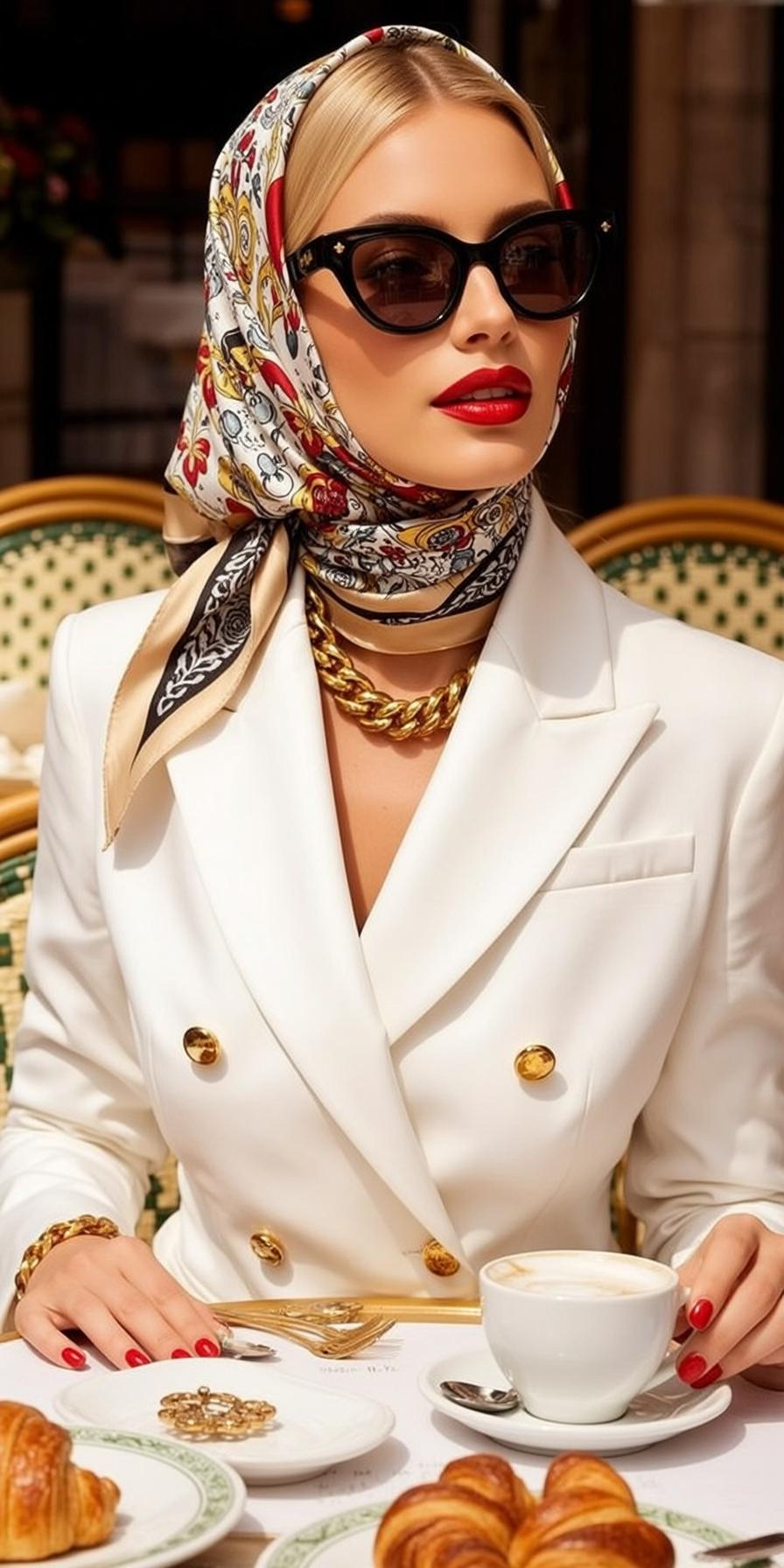 Luxury Blonde Fair White Double-breasted Blazer Silk