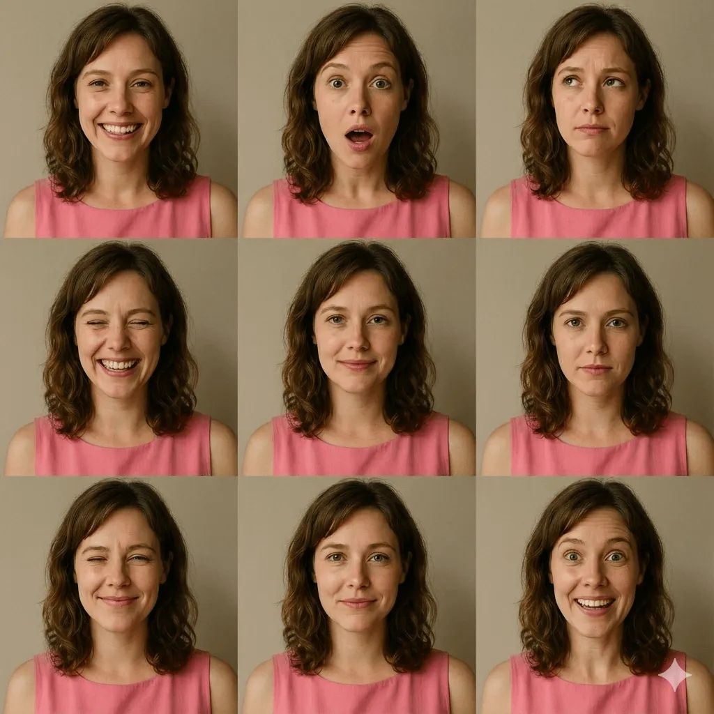 Pink Dress Nine Headshots Soft Light Grey Wall
