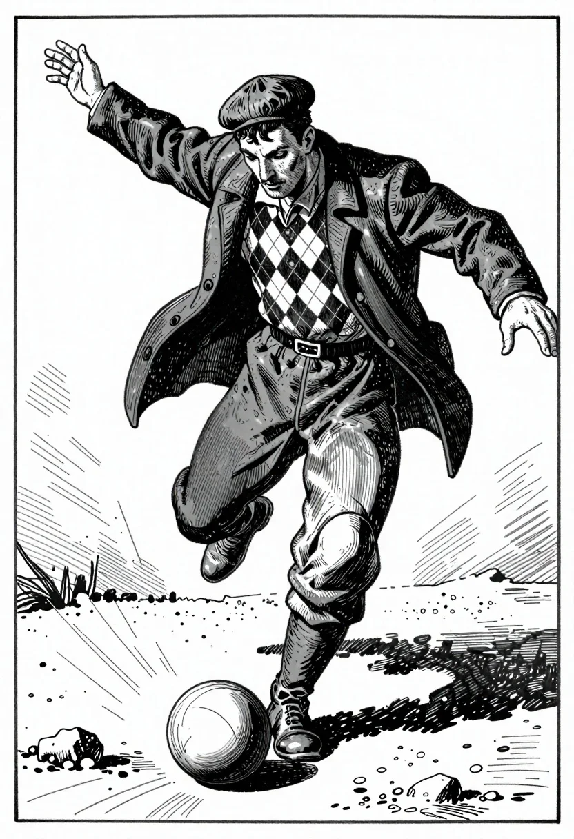 High-contrast Black-and-white Illustration Man Kicking Ball Rough Surface Subject Muscular reference photo