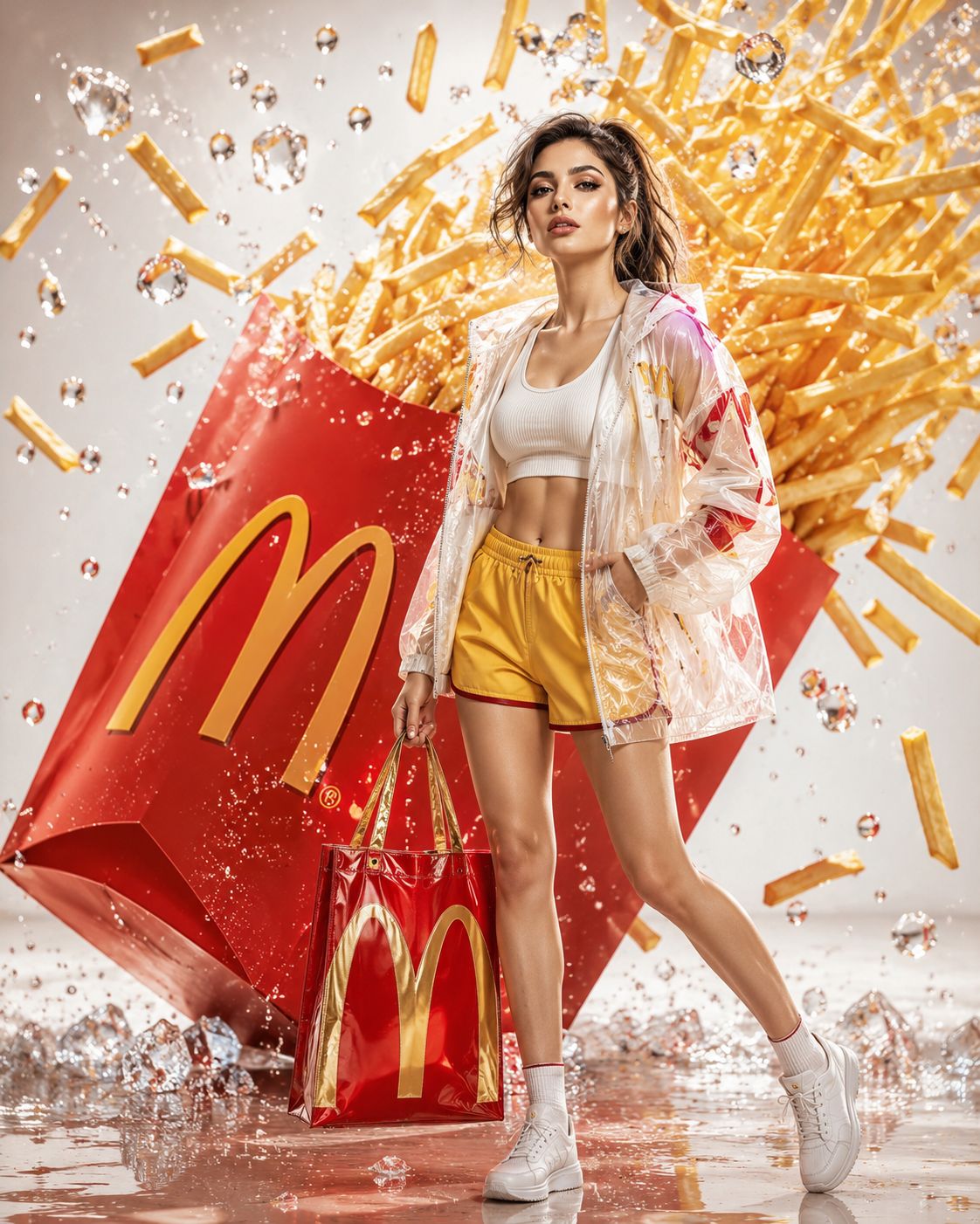Clear Jacket With Fries And Ice