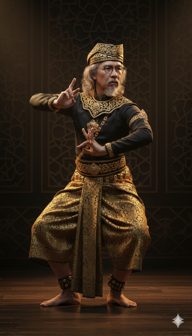 Malaysian Warrior Dancer In Traditional Costume