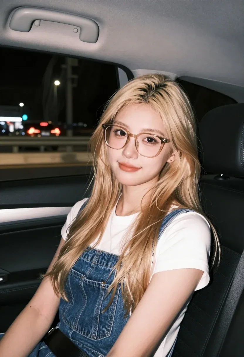 Candid Portrait Young Woman With Long Wavy Blonde Hair Sitting