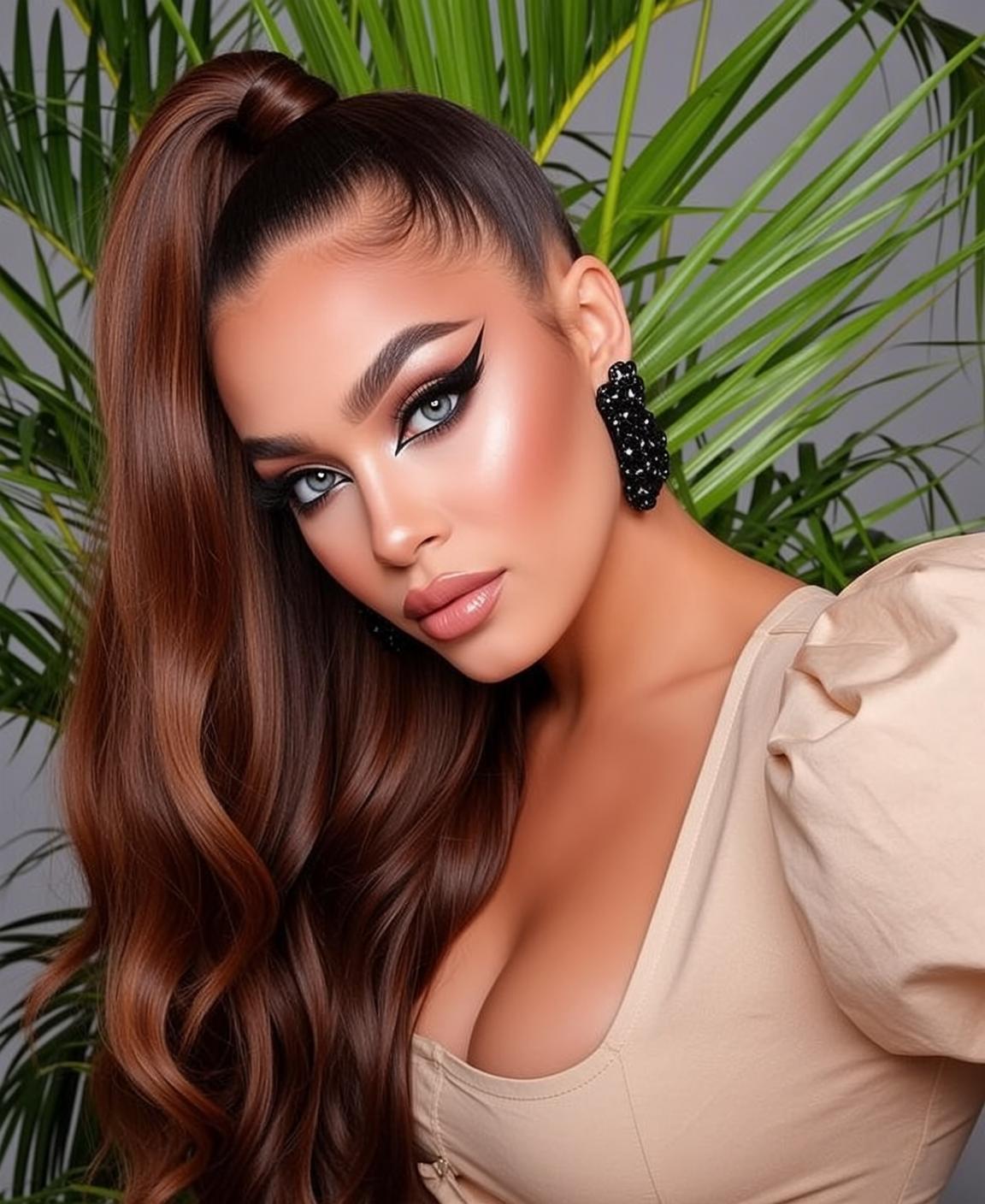 Makeup Posed Her Head Tilted Slightly Left