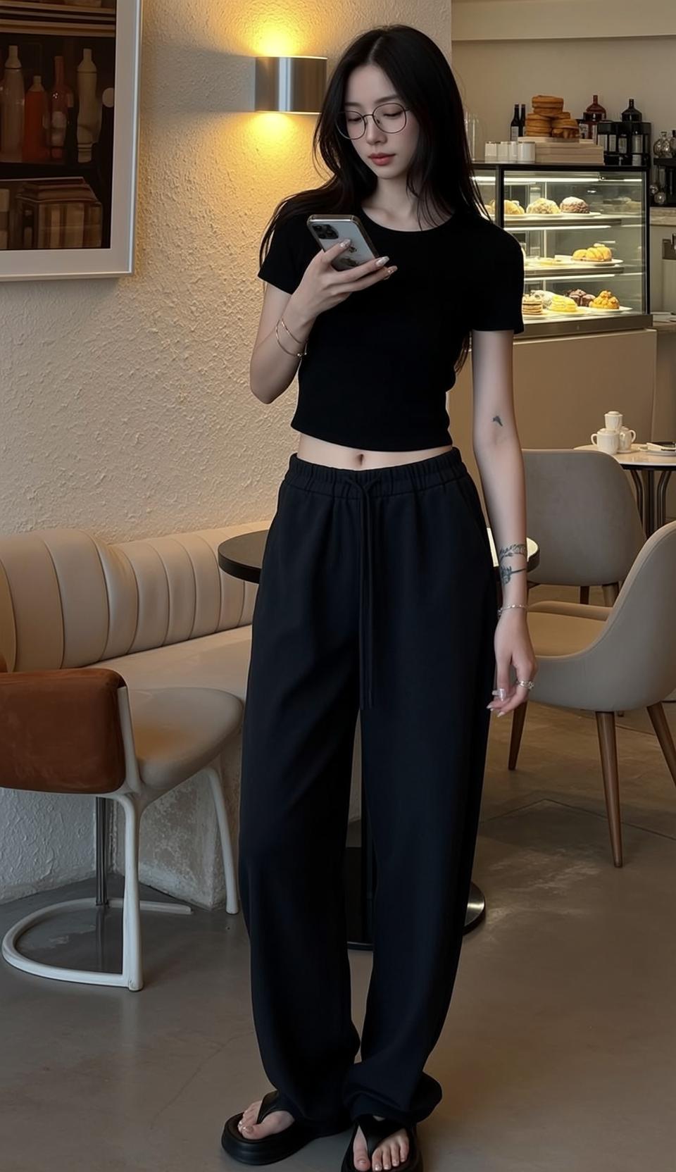 Acubi Young Long Dark Straight Pale Black