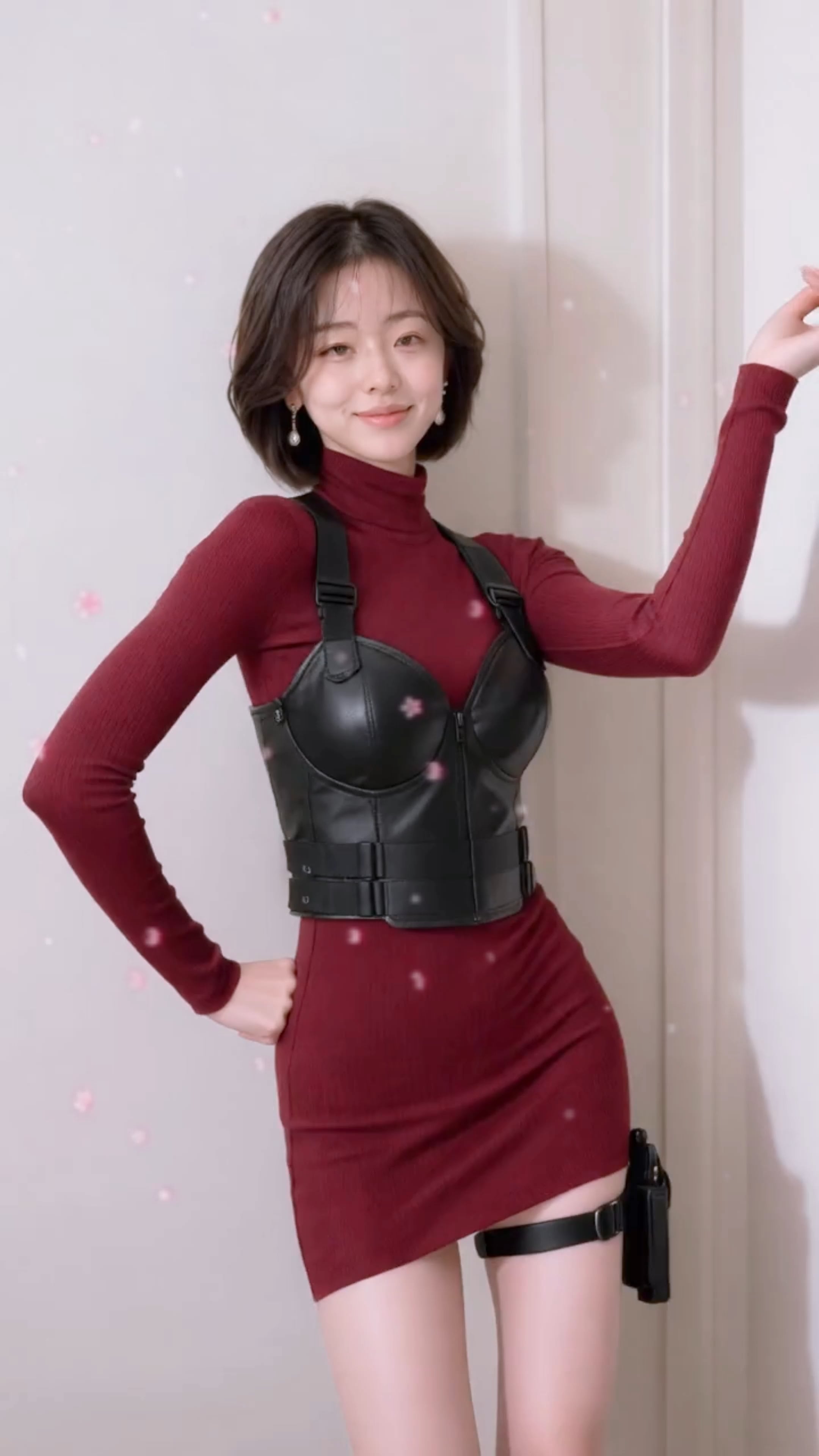 Red Dress Black Corset Pistol Holster