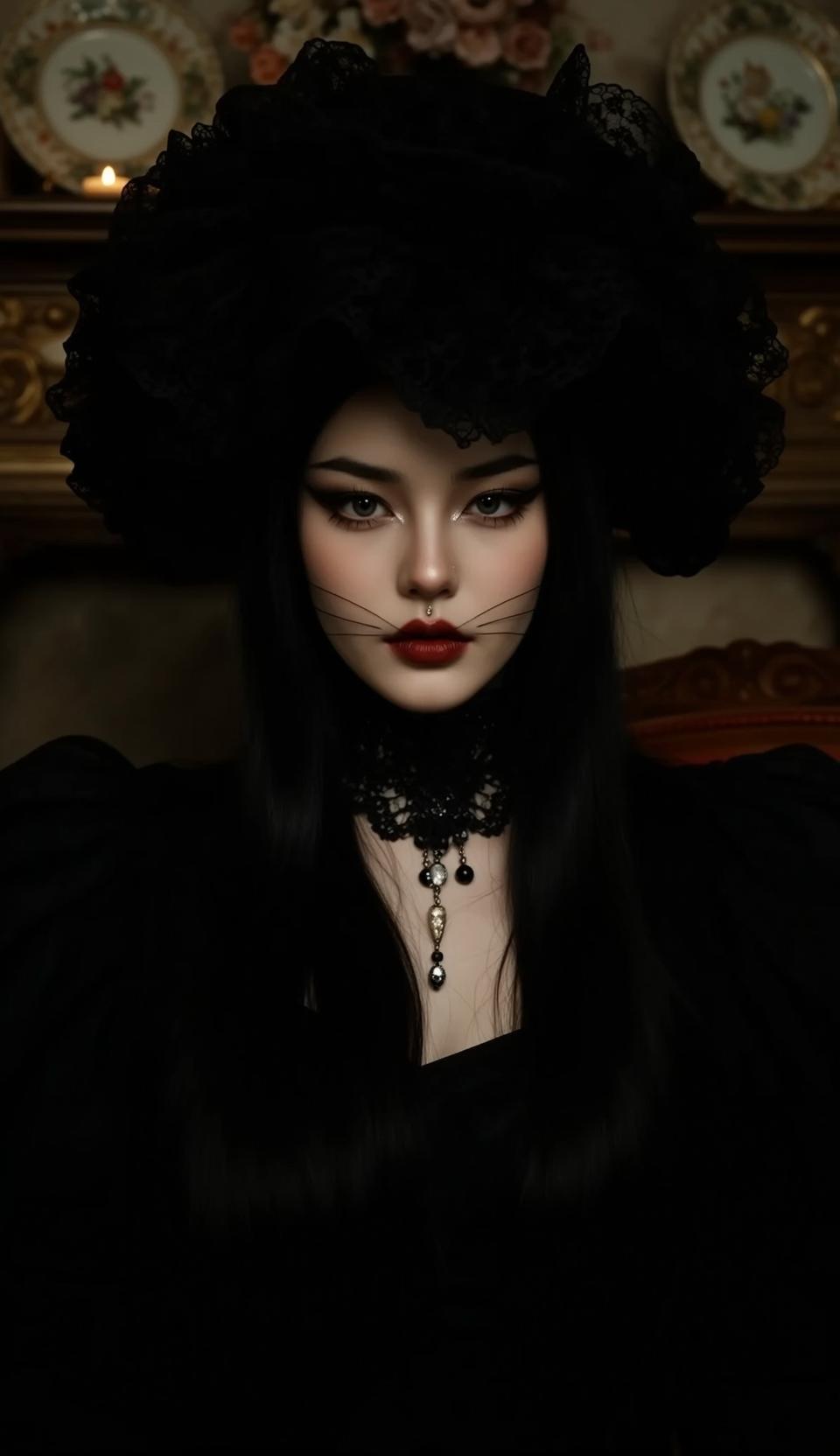 Black Lace Hat Portrait