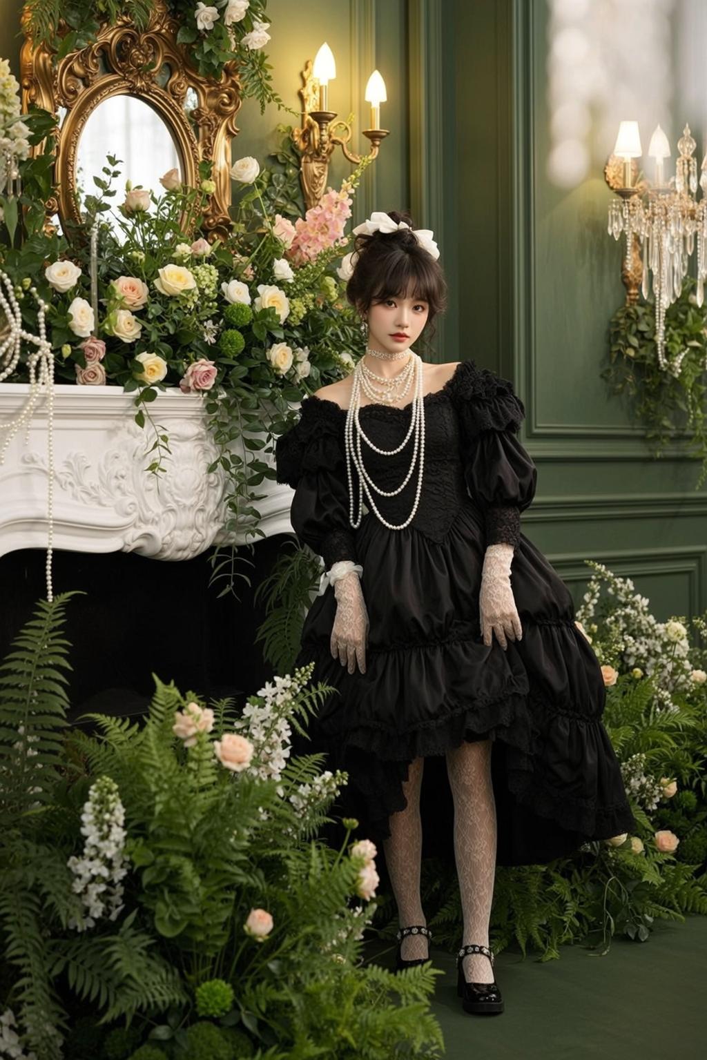 Balletcore Stands Full-body Facing Slightly Her Left
