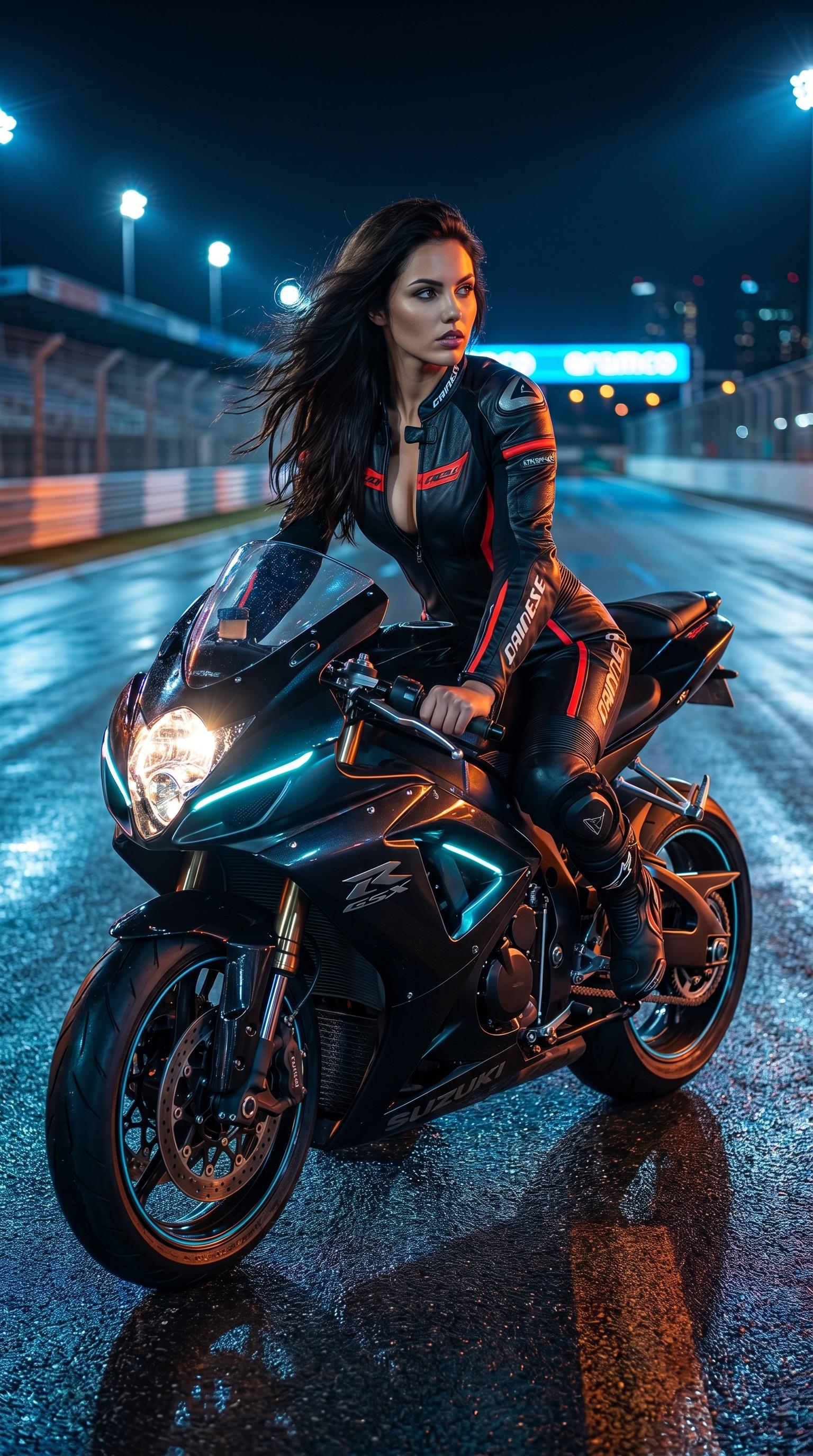 Black Sportbike Racetrack Night