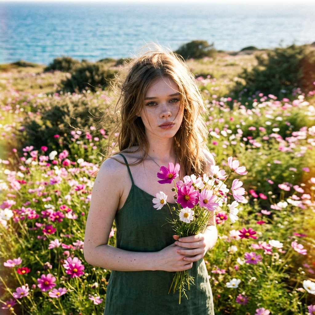 Dreamy Cosmos Field Mediterranean Sea Film Photography pack preview