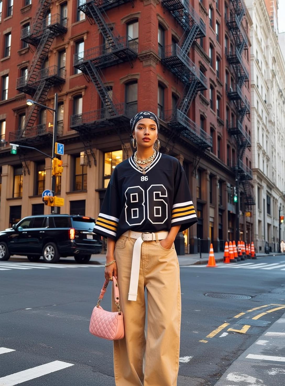 Casual Black Tied Bandana Light Brown Jersey