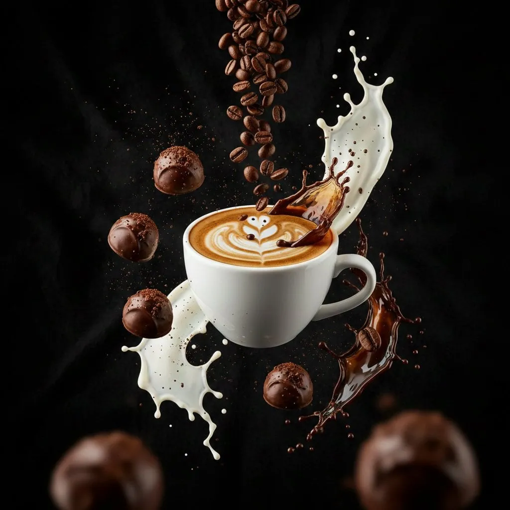 Mid Air Coffee Latte Art Frozen Action Splash Photography