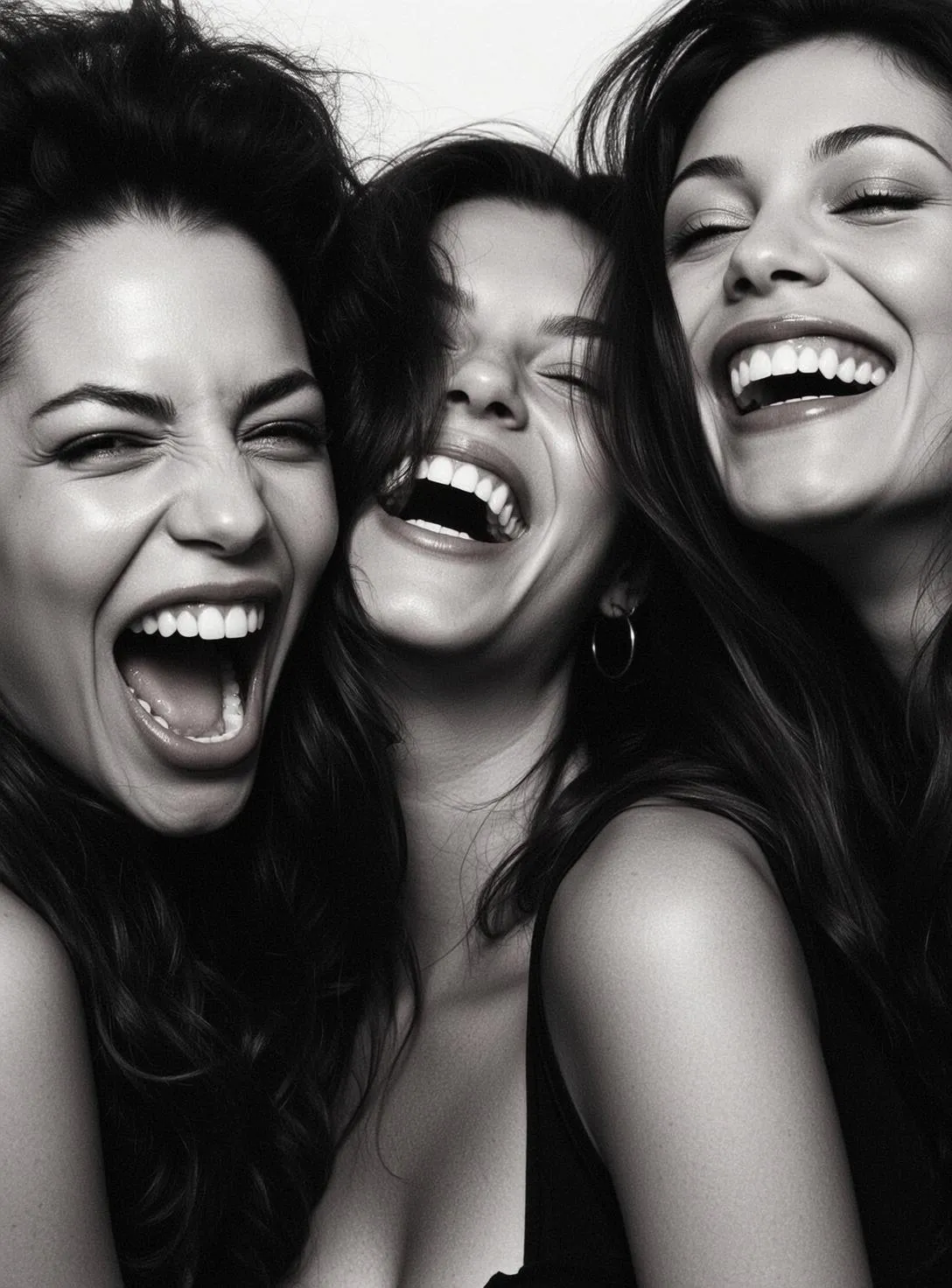 Explore Three Women Are Captured Close-up Candid