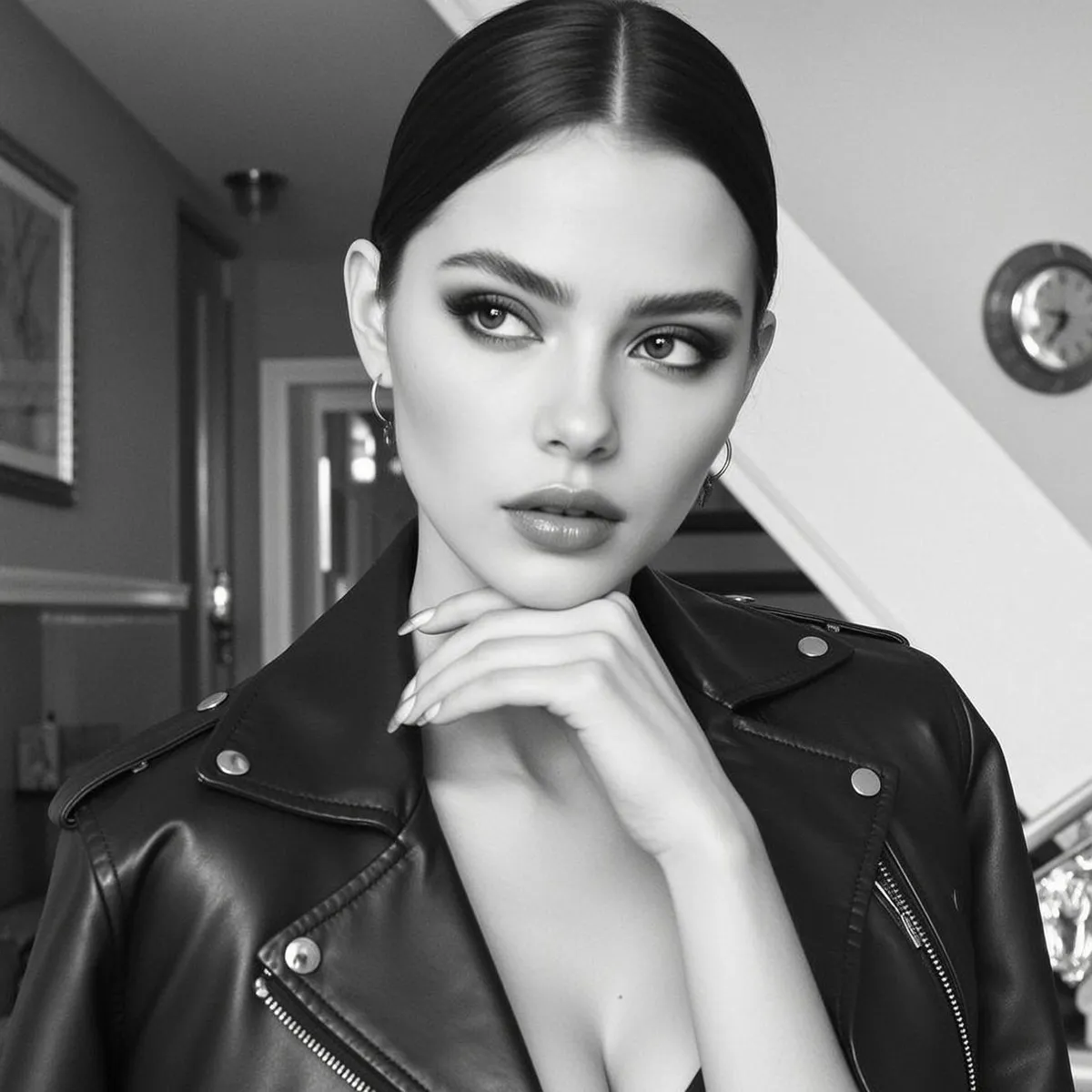 Makeup Earrings And Nails In Fashion Portrait