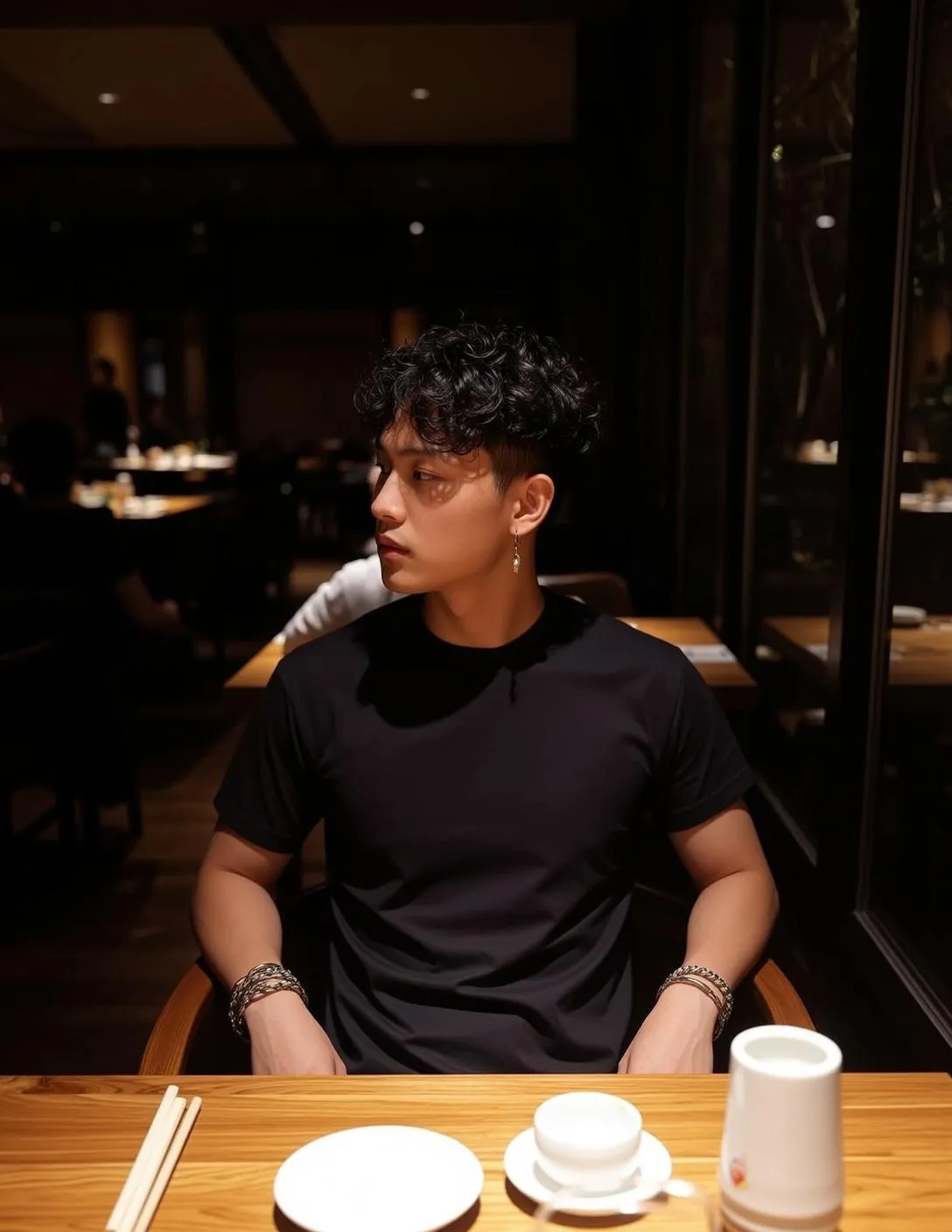 Earrings And Bracelets In Restaurant Portrait