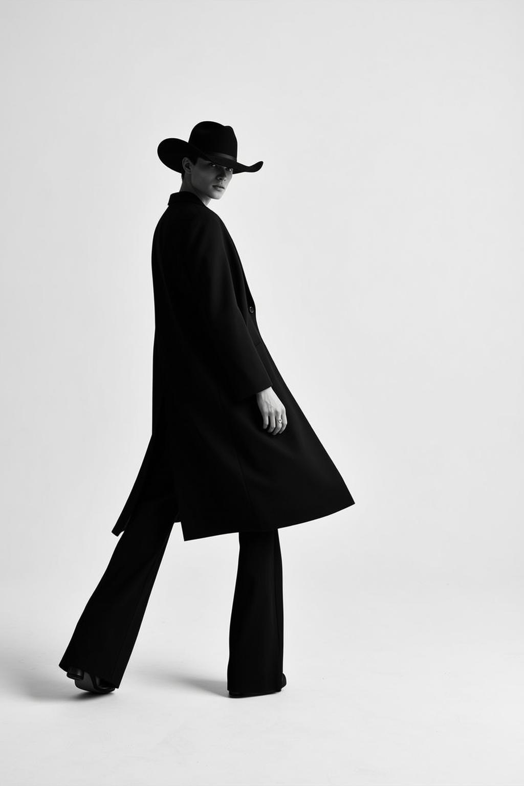 Full-body Medium Shot Black And White Photograph Captures Person With
