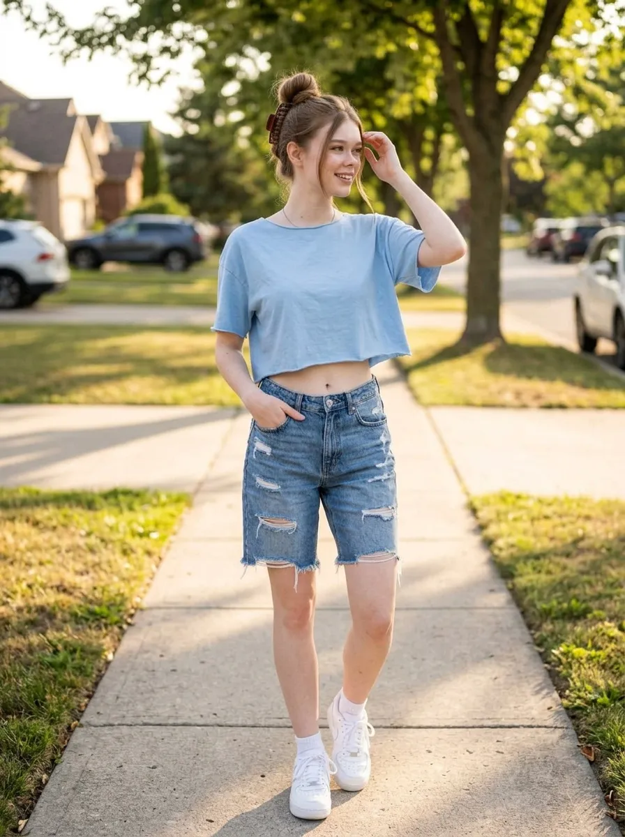 Suburban Sidewalk Golden Hour Sun