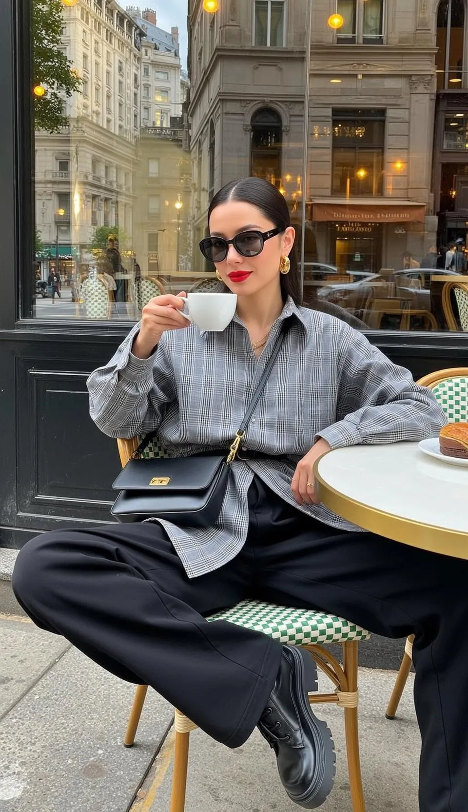 Sunglasses Earrings And Necklace In Cafe Portrait