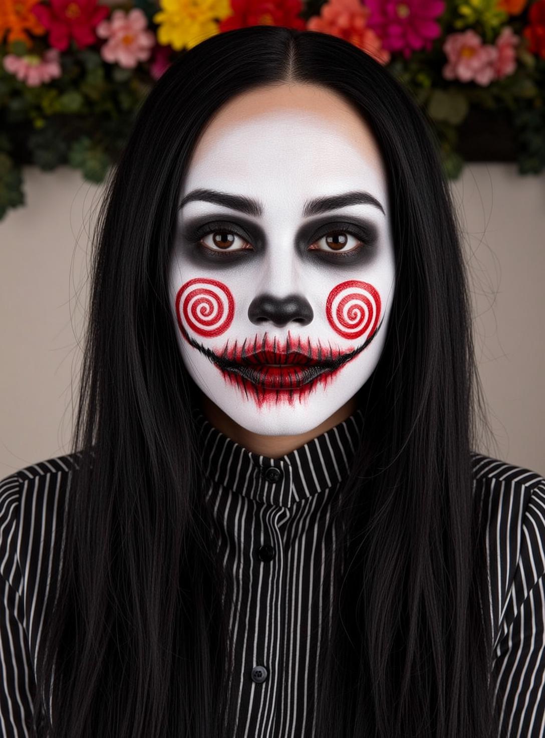 Halloween Makeup Young Doll-like Long Straight Black