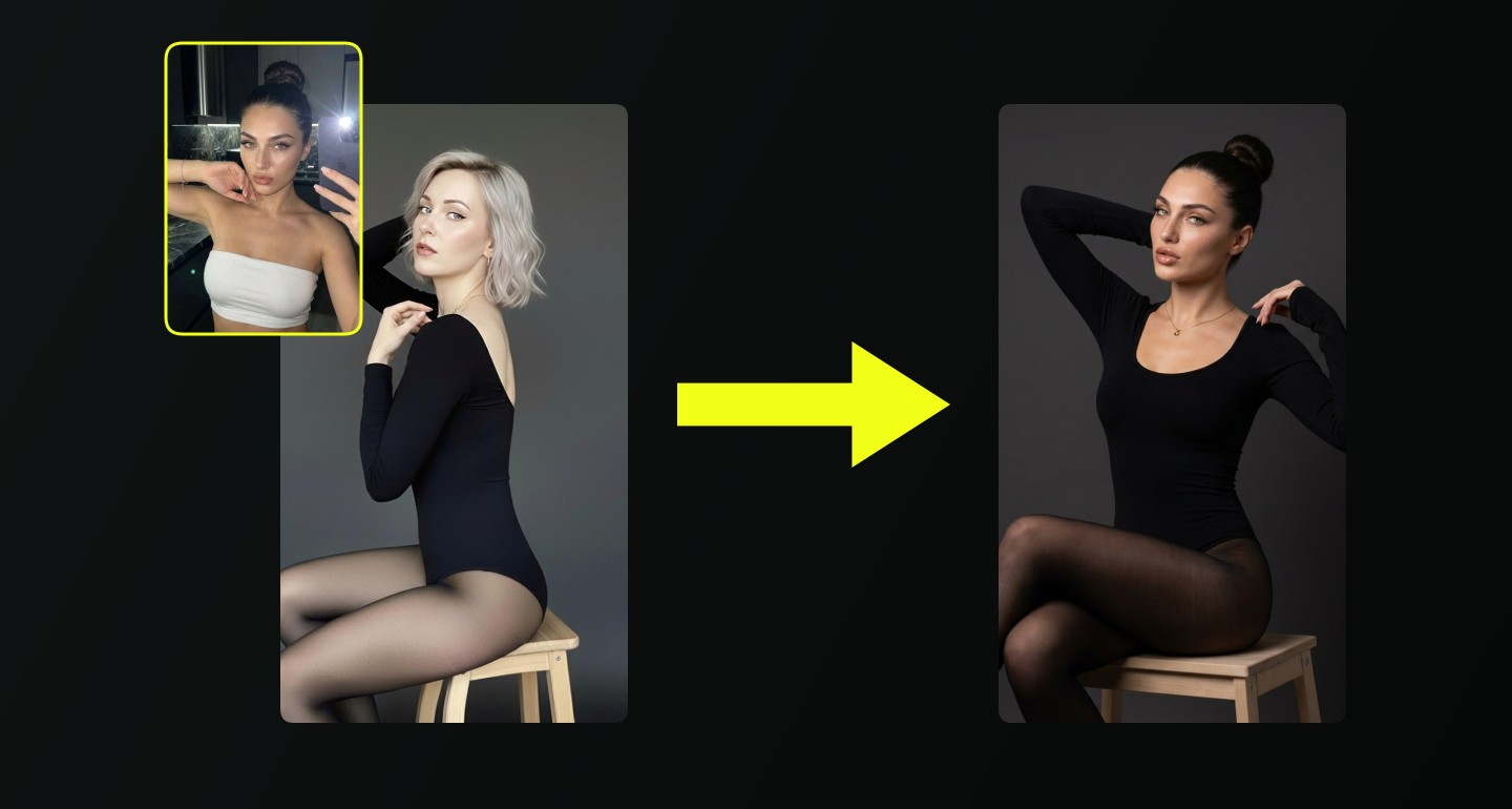 Lily remix walkthrough for Woman Black Bodysuit Gold Necklace Studio
