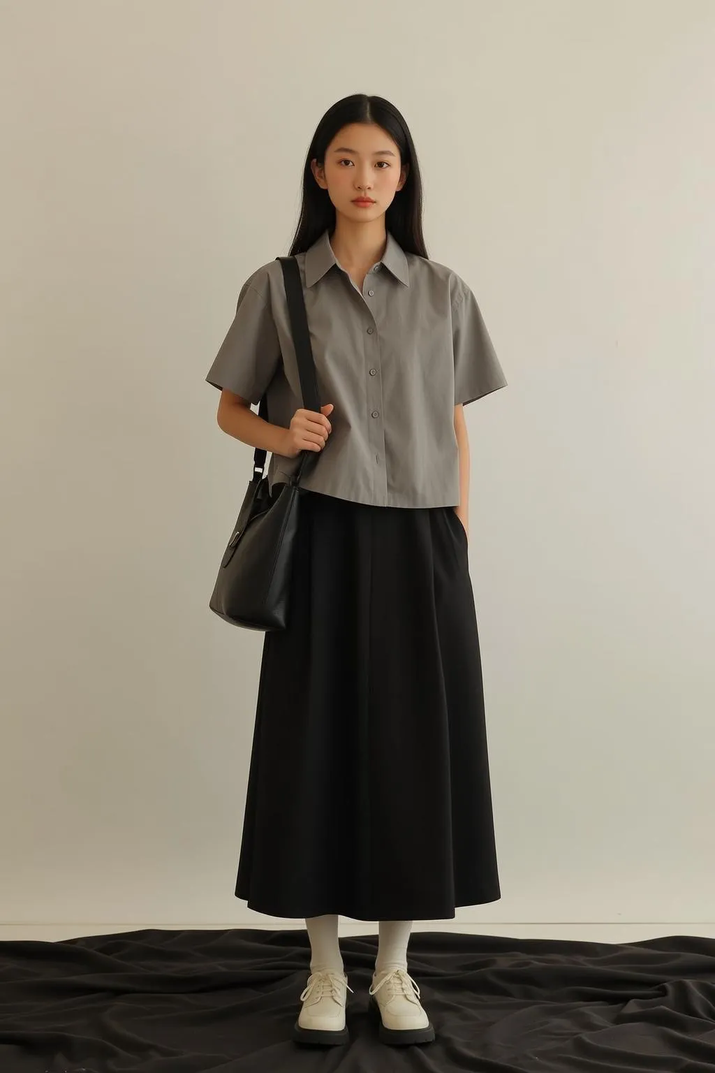 Casual Young Long Straight Black Fair Short-sleeved
