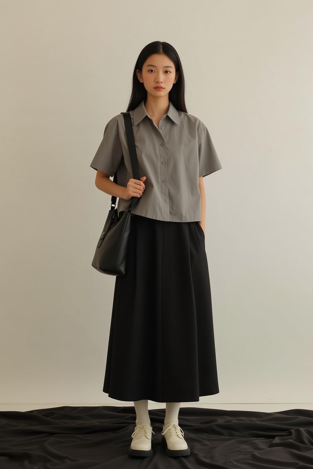 Casual Young Long Straight Black Fair Short-sleeved