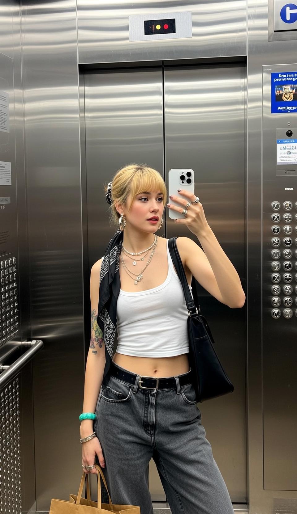 Casual Young Blonde Bangs Tied Fair White