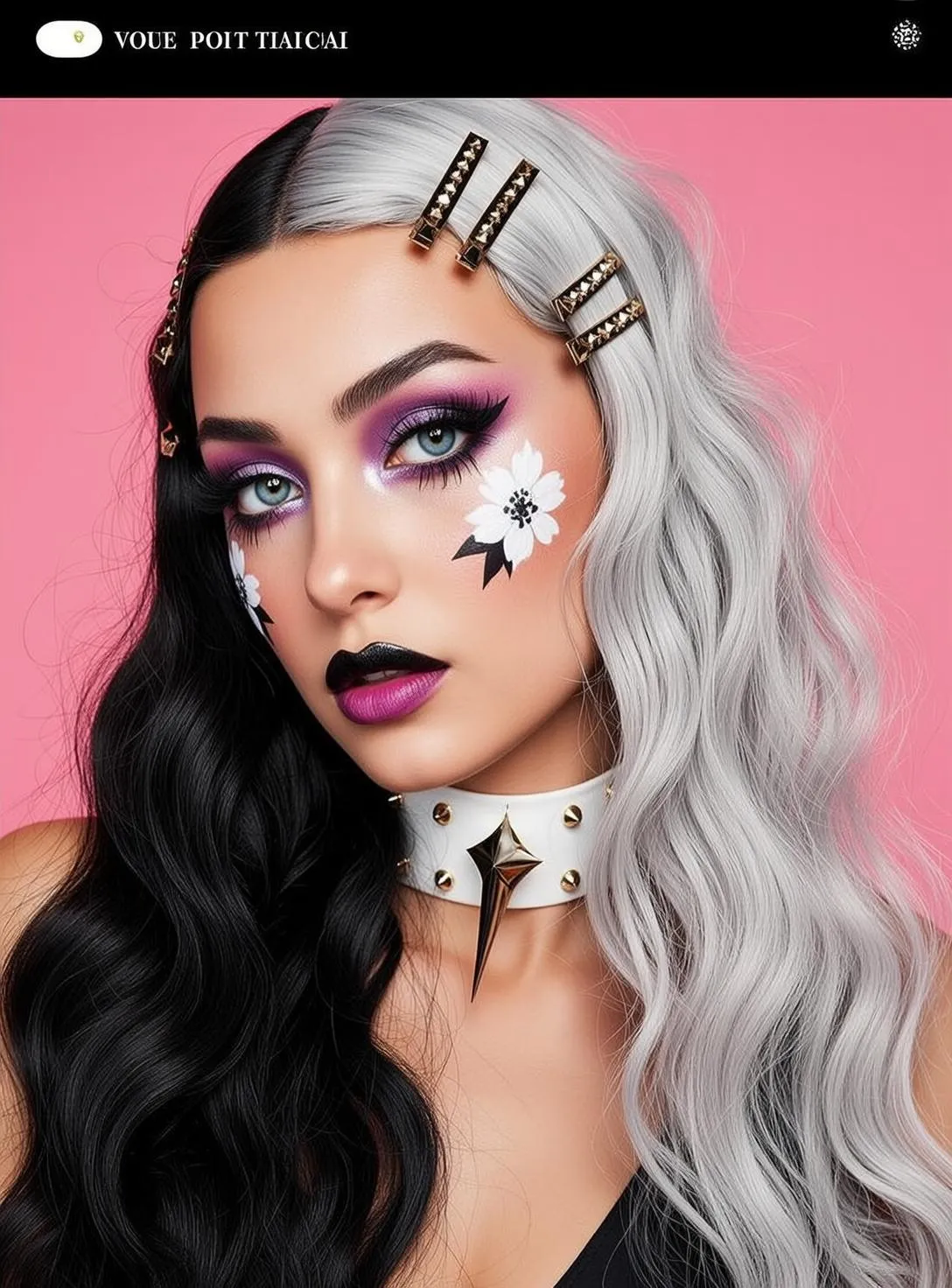 Halloween Makeup Young Split Dyed Black Silver
