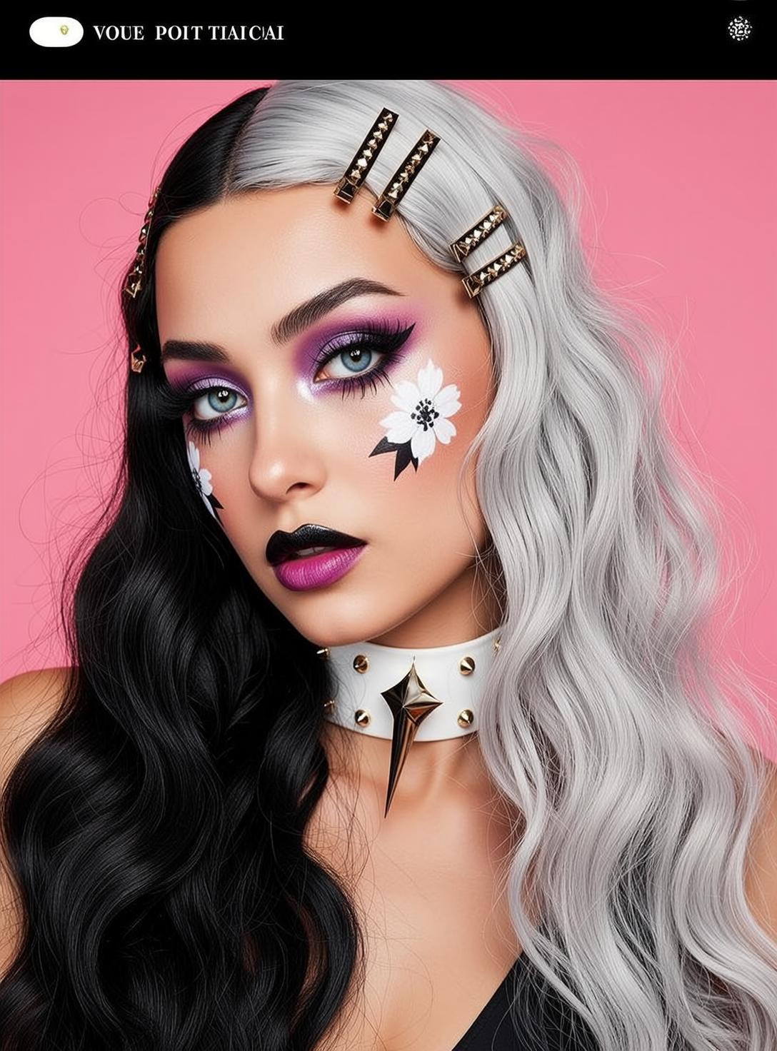Halloween Makeup Young Split Dyed Black Silver