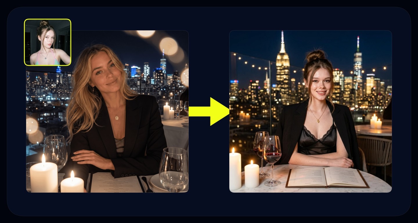 Mila remix walkthrough for Rooftop Lounge Portrait Warm Ambient Lighting City Skyline