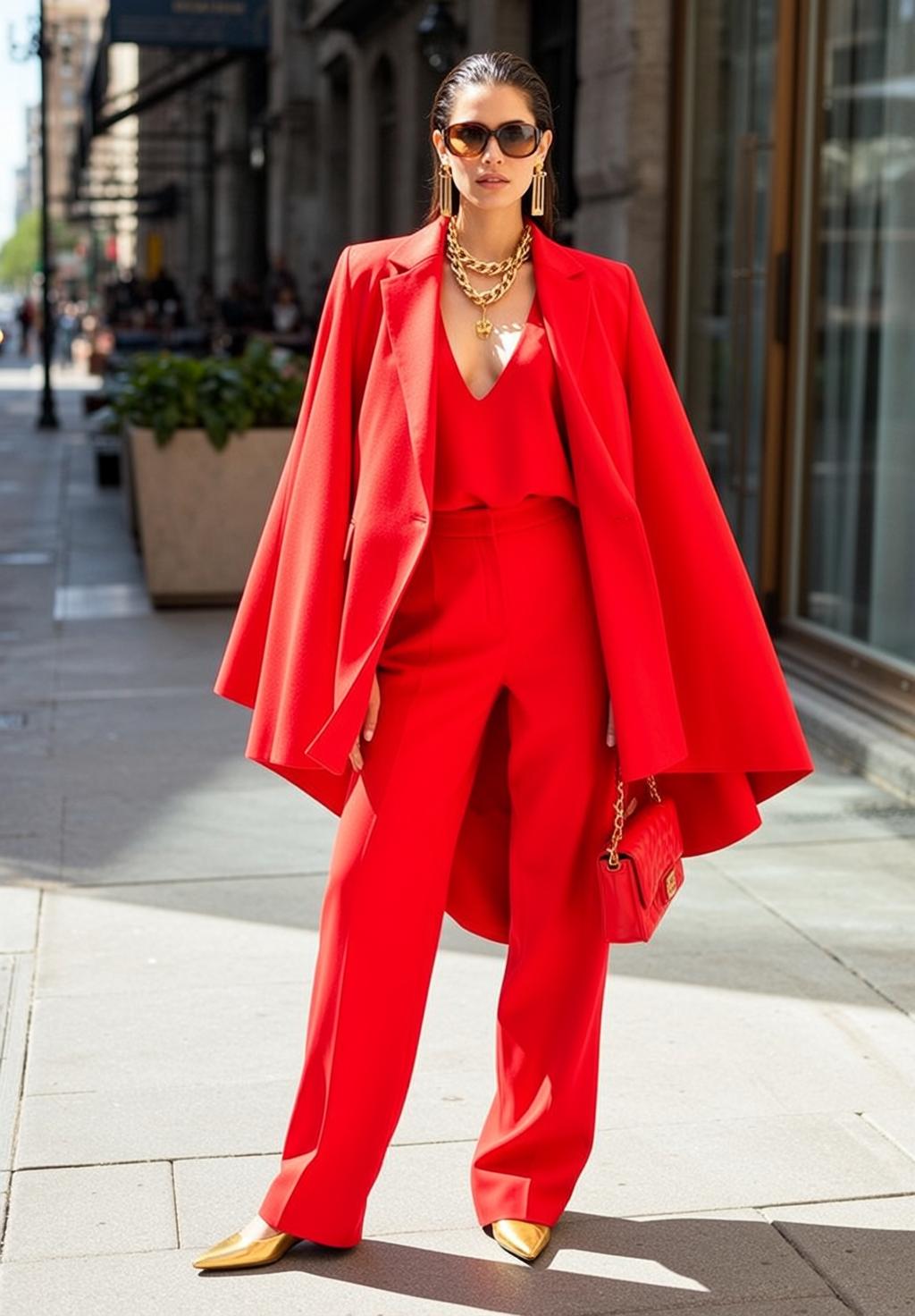 Red V Neck Camisole City Street Style