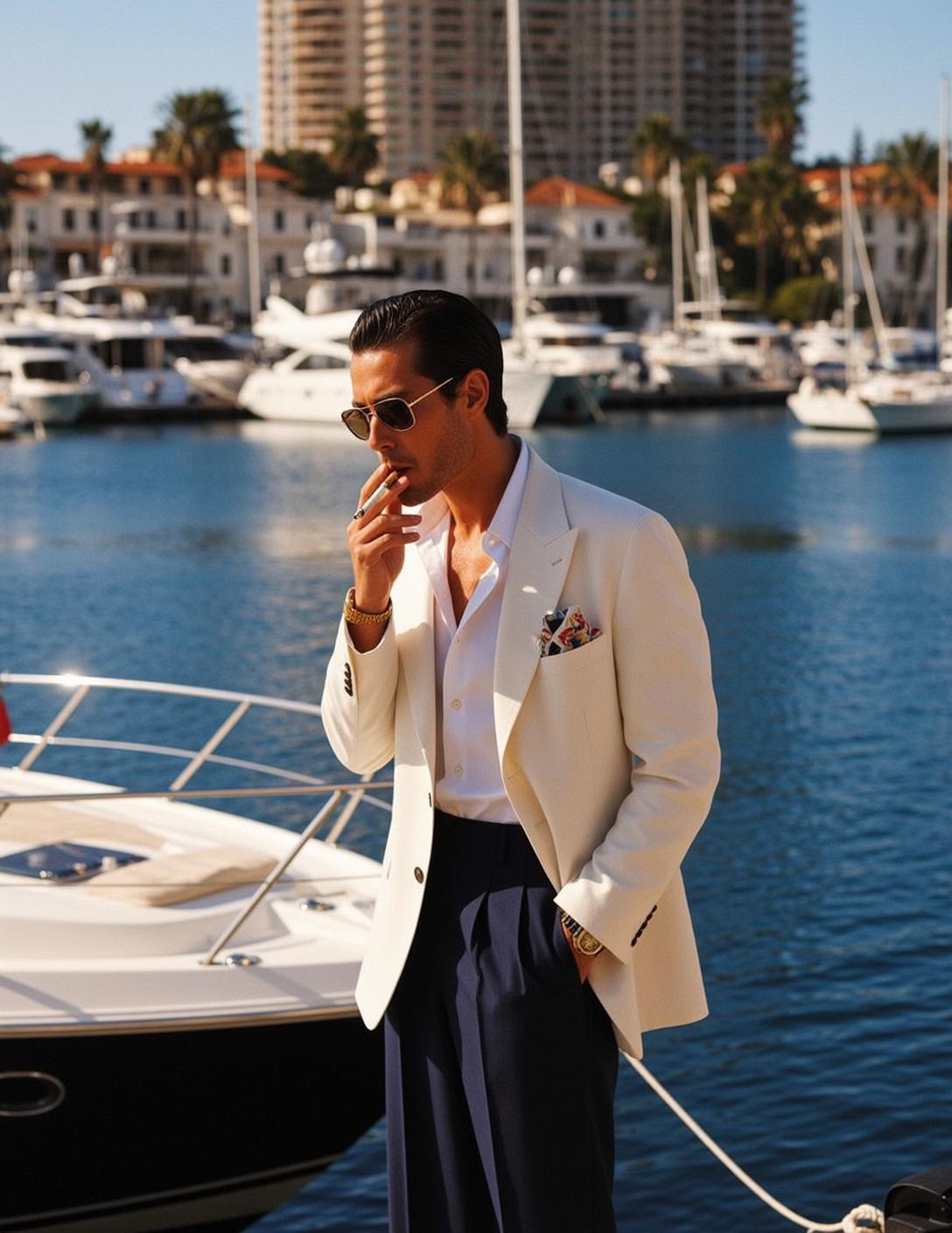 Slicked Back Dark Tanned White Dress Shirt