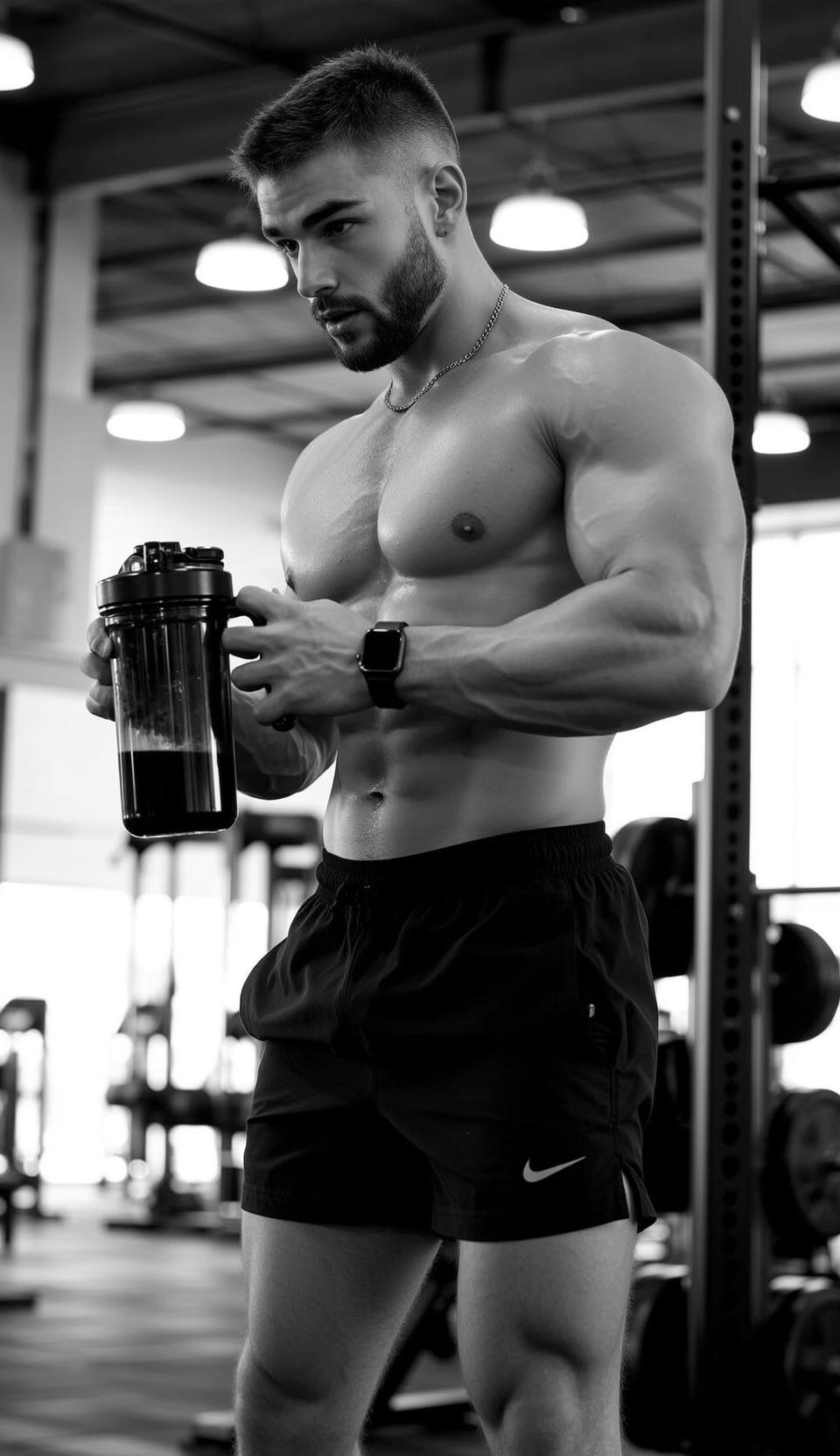 Muscular Short Faded Haircut Fair Black Athletic