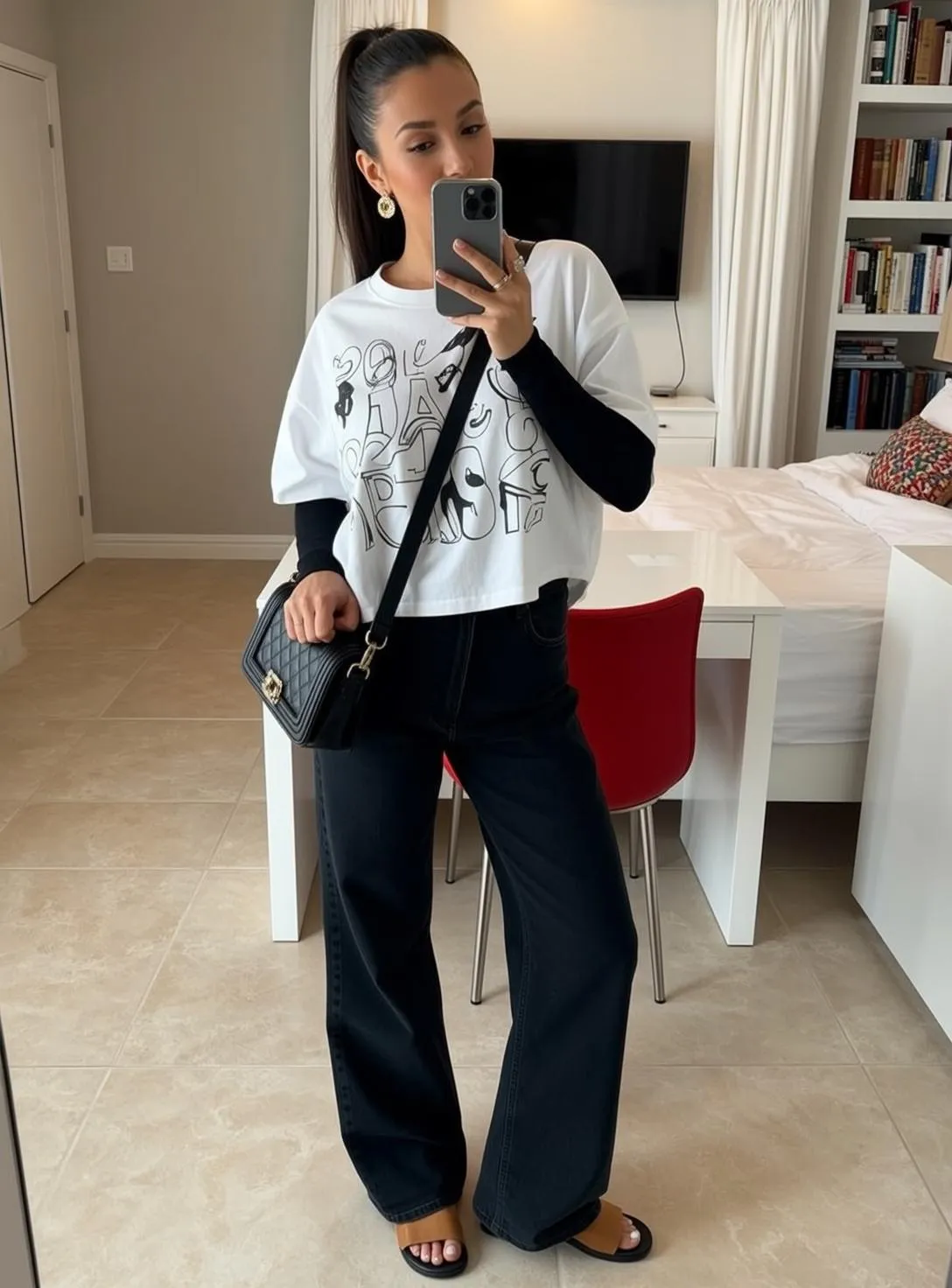 Makeup And Earrings And Rings In Mirror Selfie