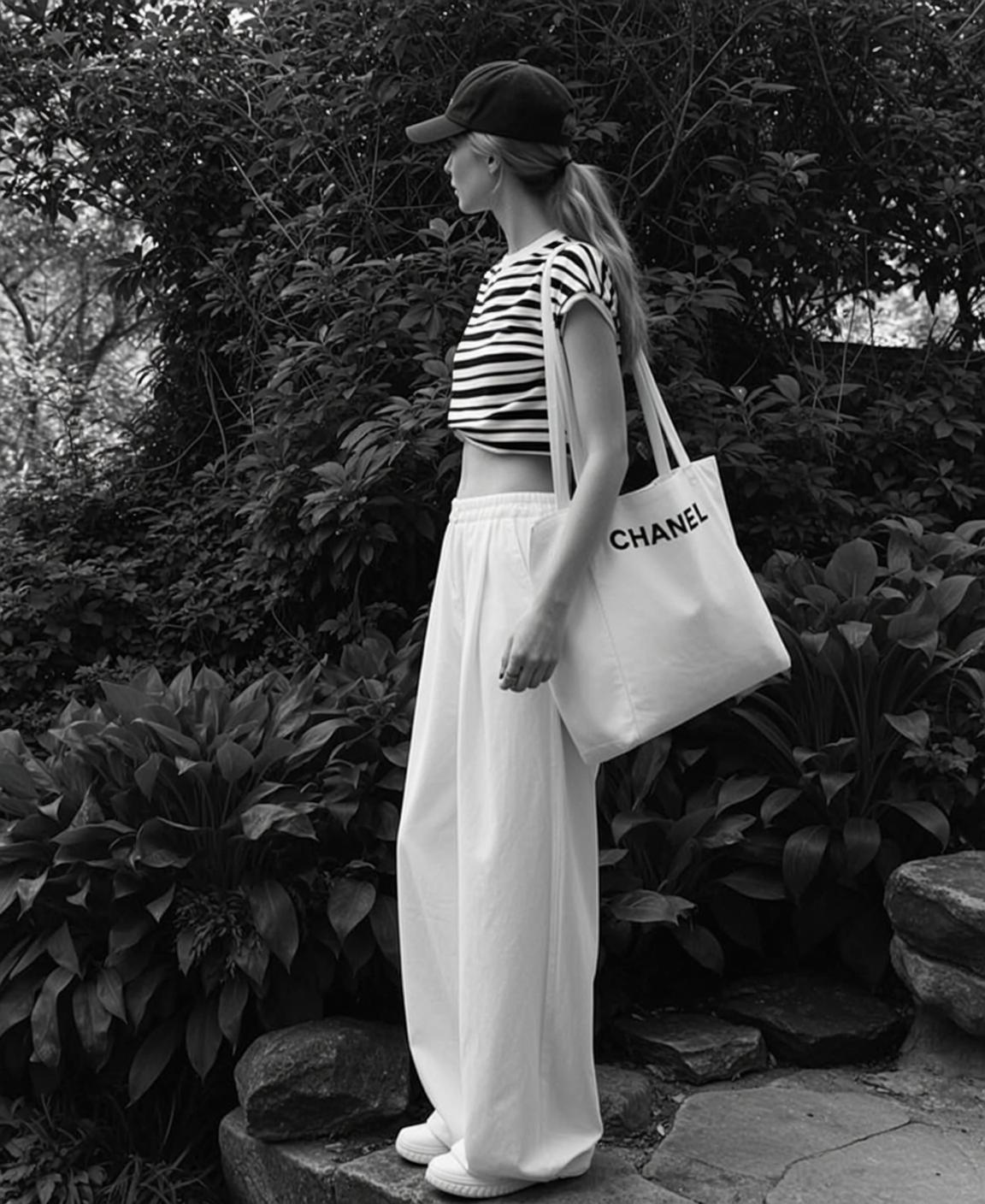 Full-body Medium Shot Black And White Photograph Captures Young Woman
