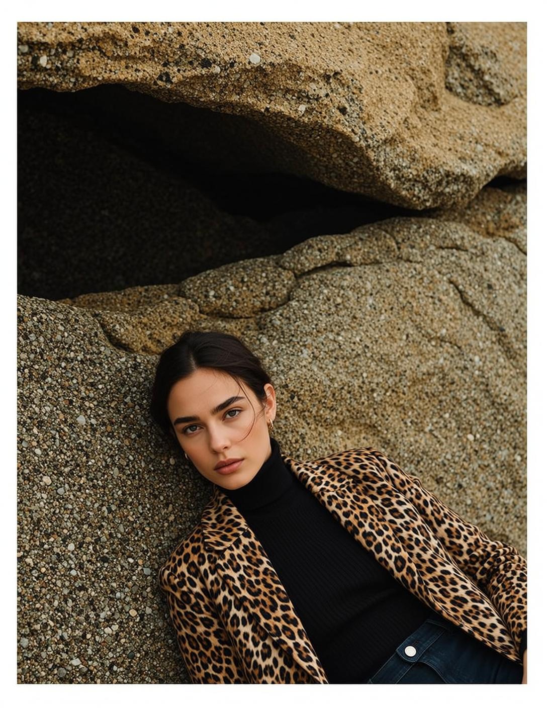 Explore Leaning Against Textured Rocky Her Body