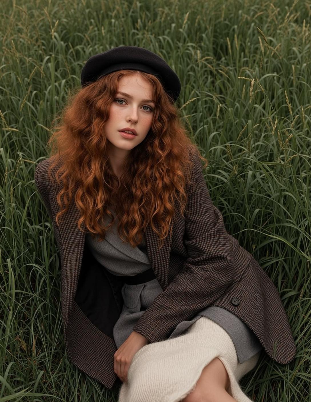 Autumn Young Long Wavy Red Fair Freckled