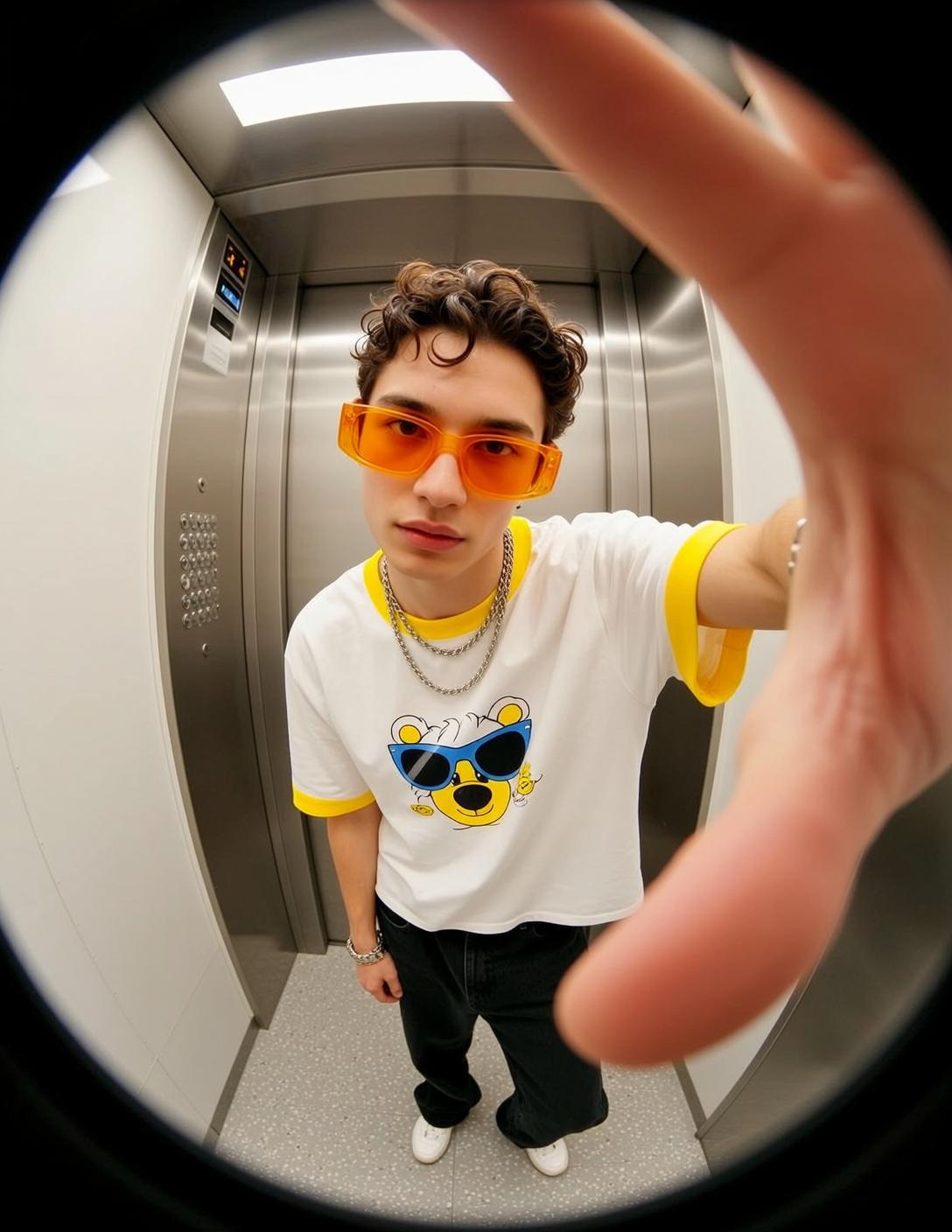 Fisheye Young Curly Brown Hair Light Skin