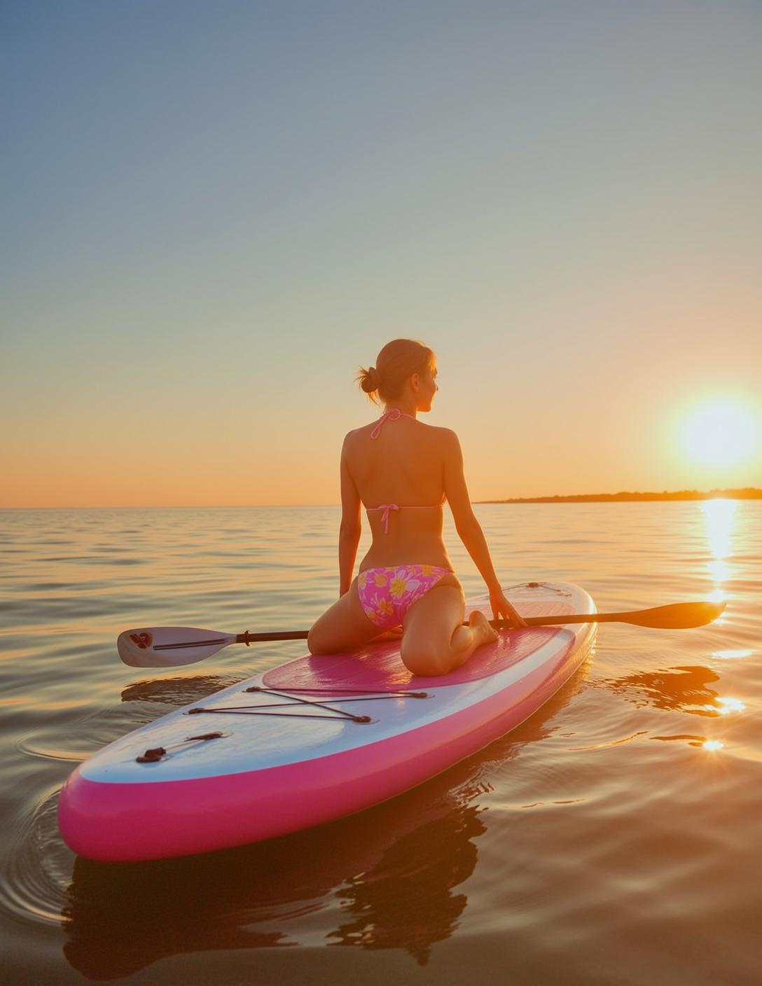 Pink Bikini Top Ocean Water Paddleboard