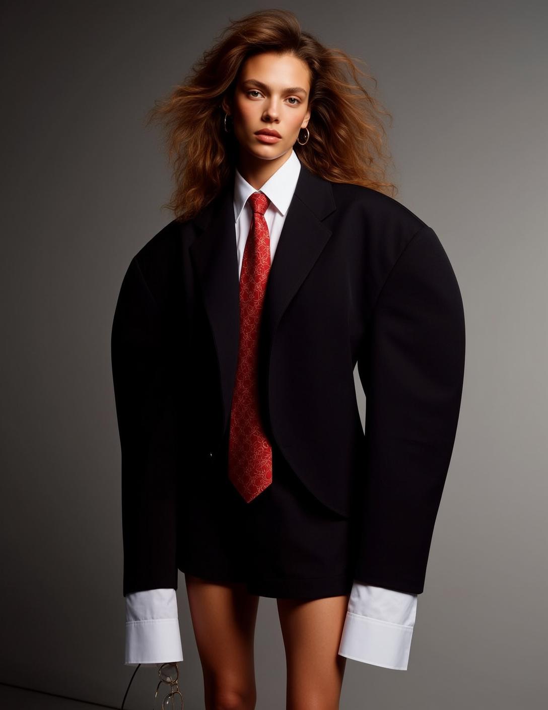 Oversized Blazer Red Tie Look