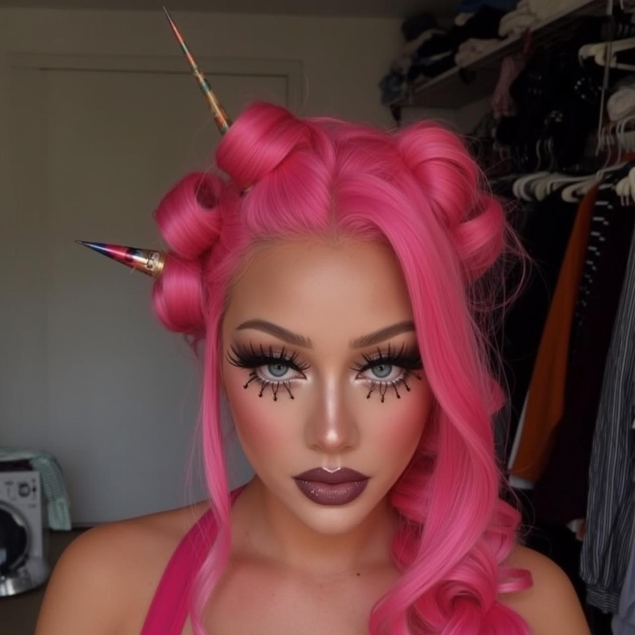 Creative Positioned Facing Directly Towards Her Head