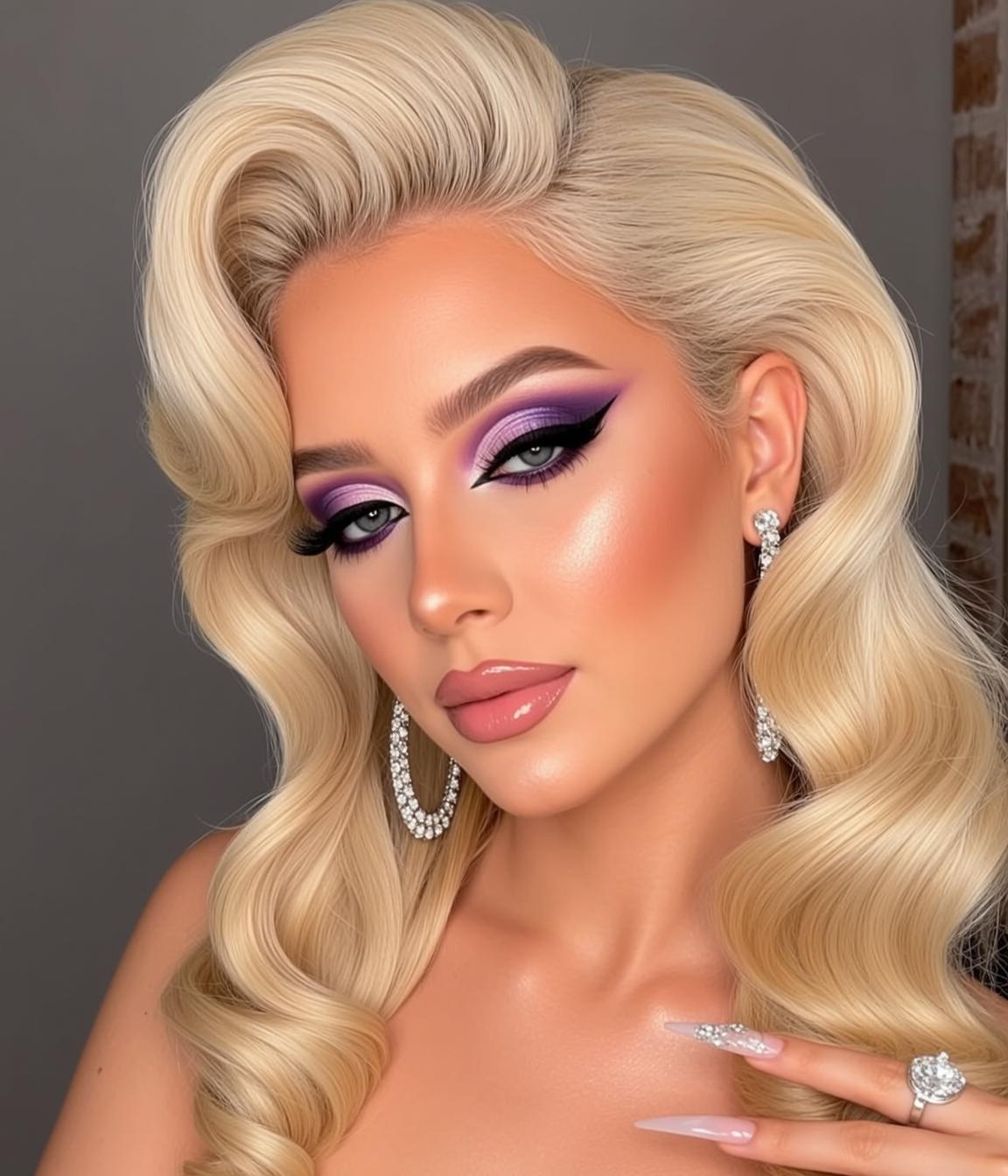 Makeup Positioned Three-quarters Profile Facing Left Her