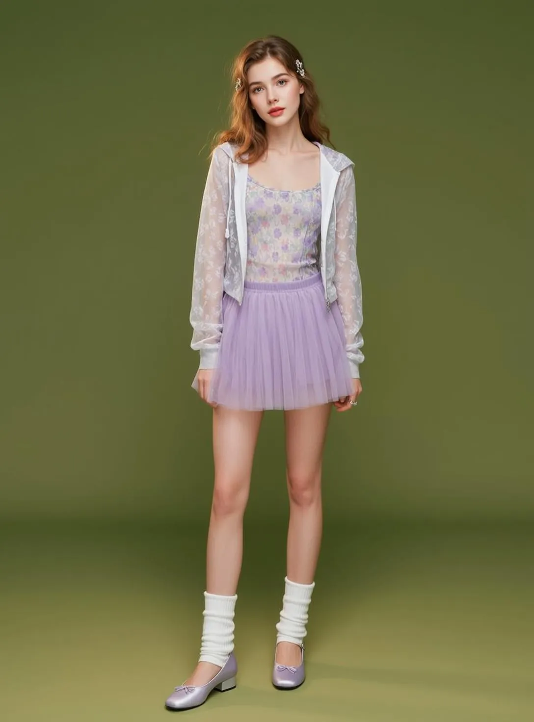 Lavender Tulle Studio Portrait