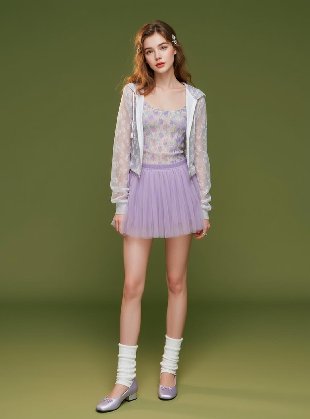 Lavender Tulle Studio Portrait