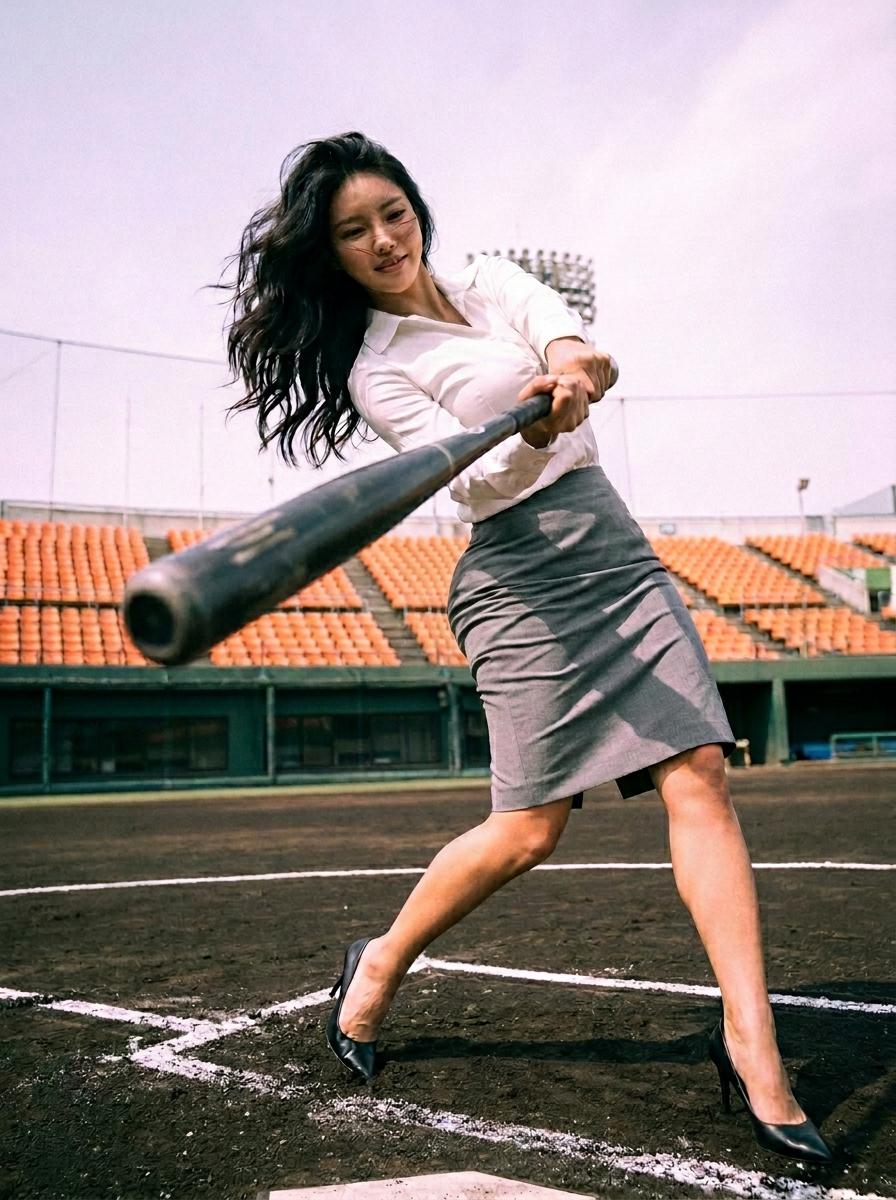 Mid Swing Surreal Baseball Stadium Fashion