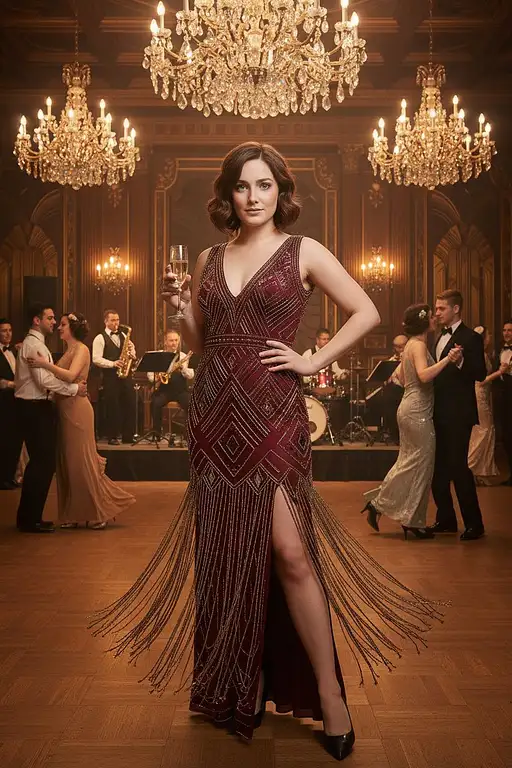 The Uploaded Woman Stands The Centerpiece Luxurious Ballroom Exuding Air